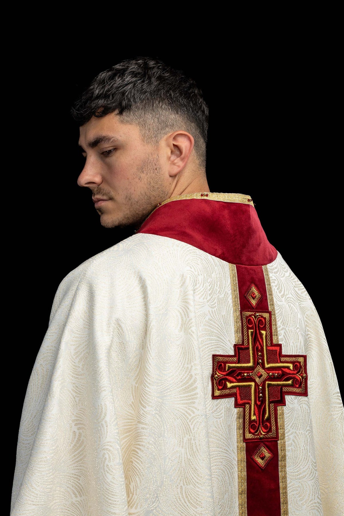 Handcrafted Chasuble with Natural Stones, Handmade 7012