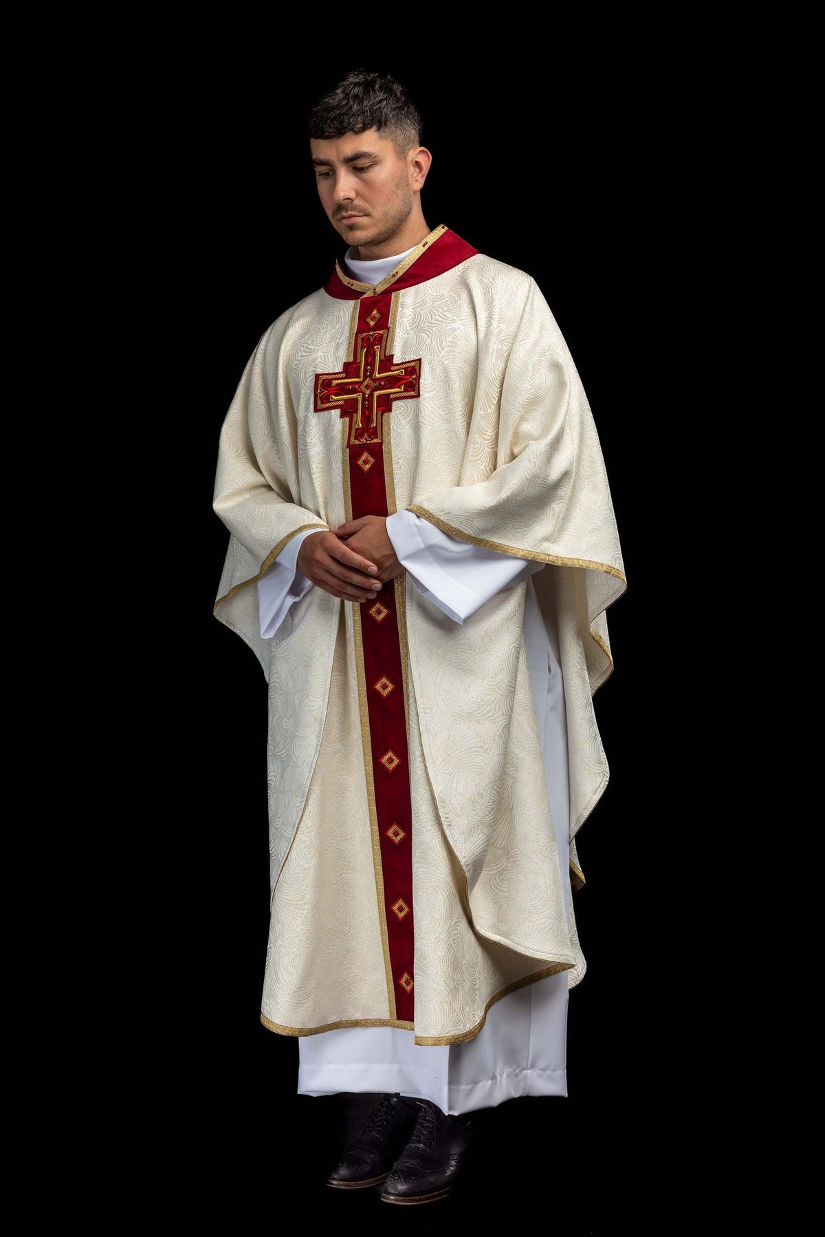 Handcrafted Chasuble with Natural Stones, Handmade 7012