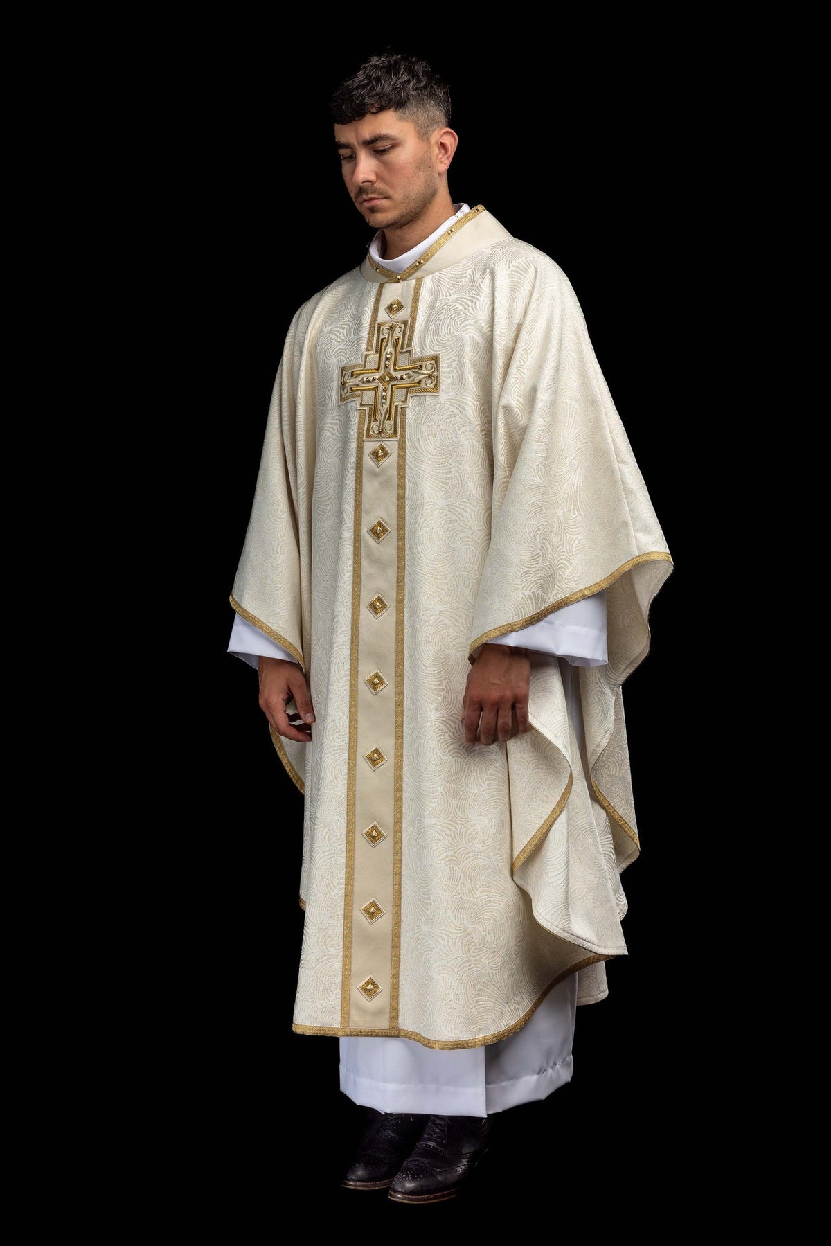 Catholic Chasuble with Natural Stones, Handmade 7012