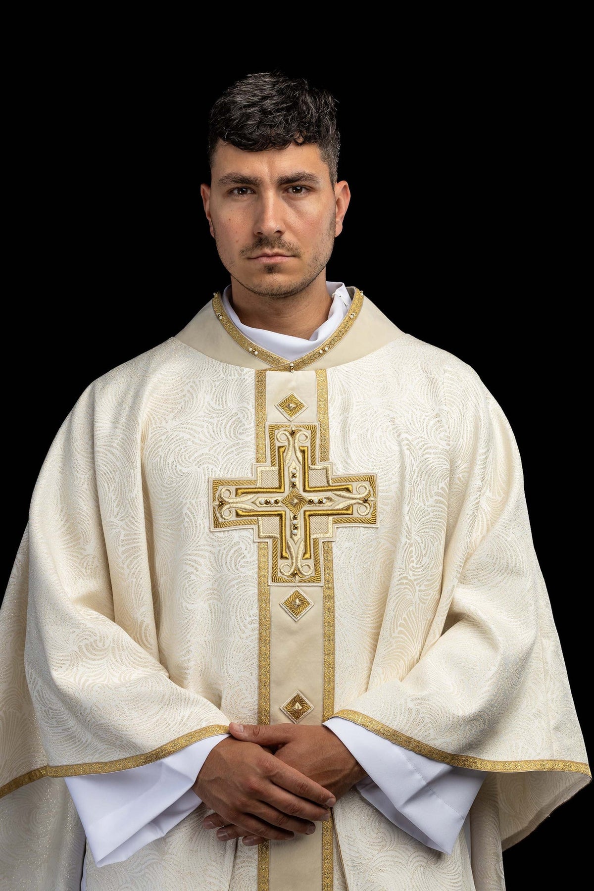 Catholic Chasuble with Natural Stones, Handmade 7012