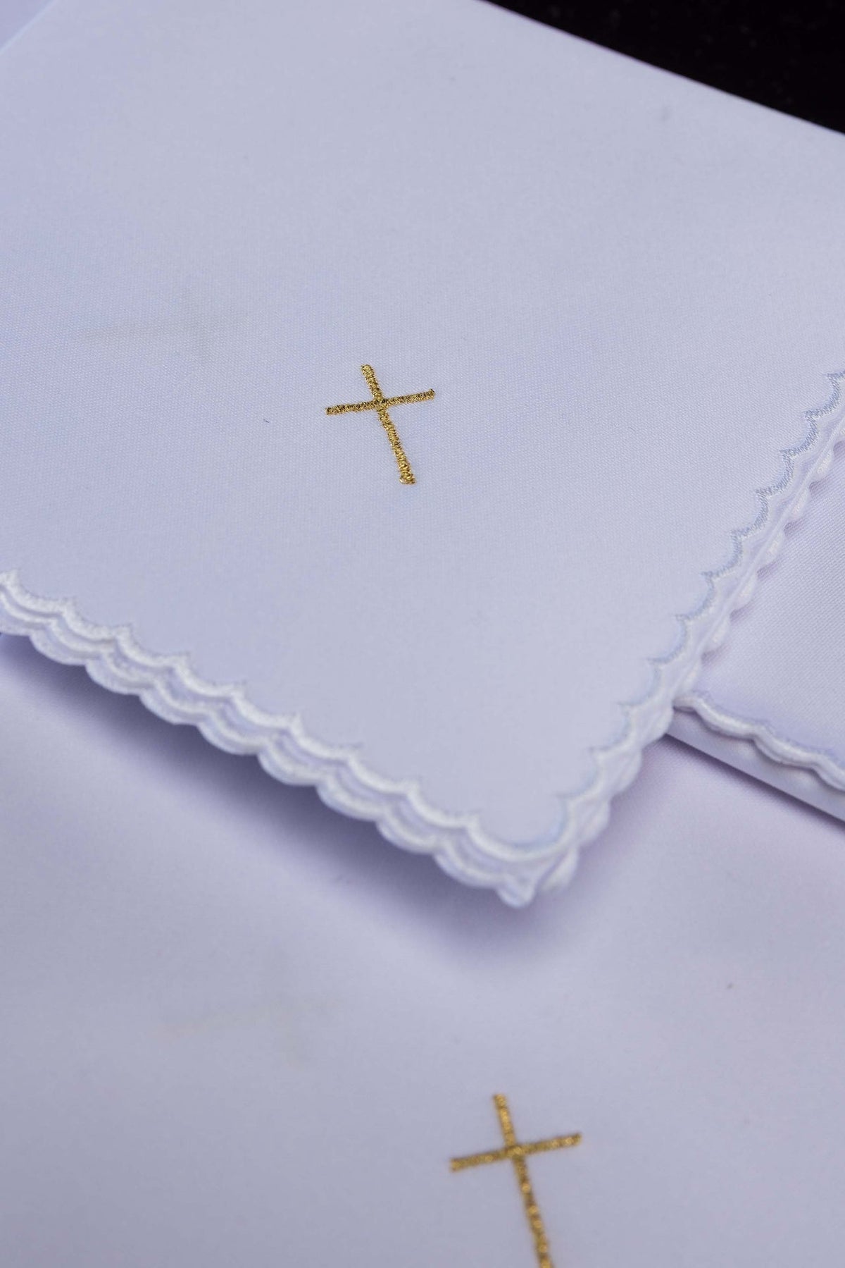 Set of 5 White Corporals with Gold Cross Embroidery