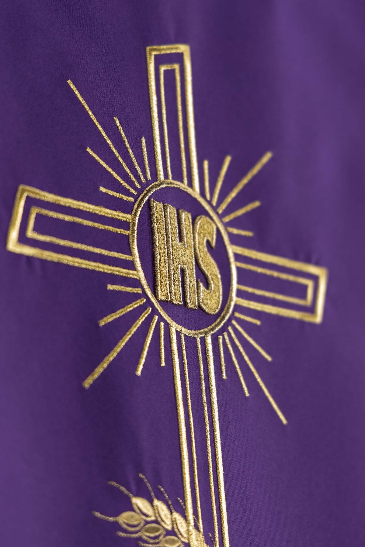 Purple Church Lectern Cover with Embroidered Cross Motif