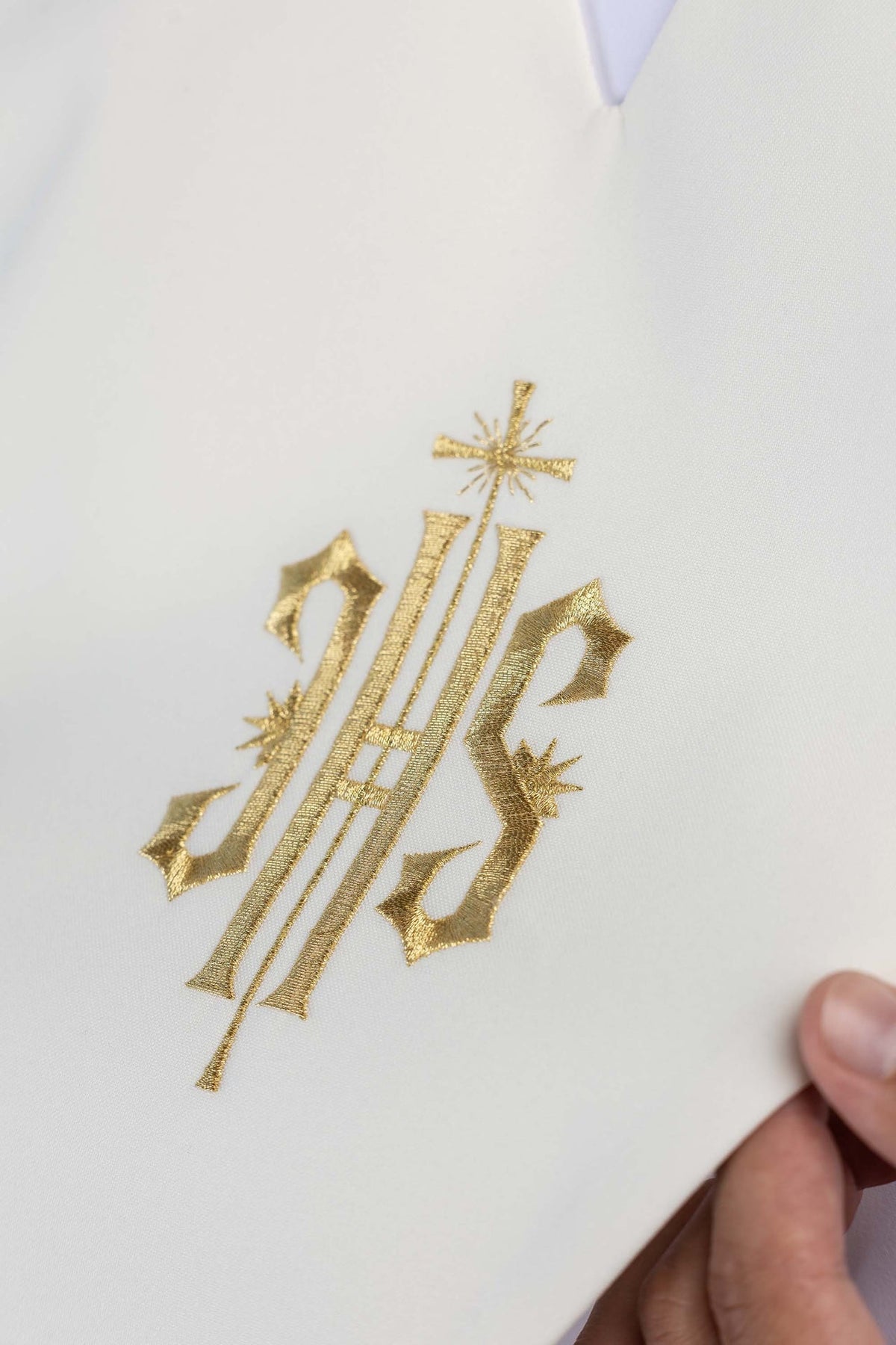 Ecru Lector's Stole with Gold IHS Embroidery