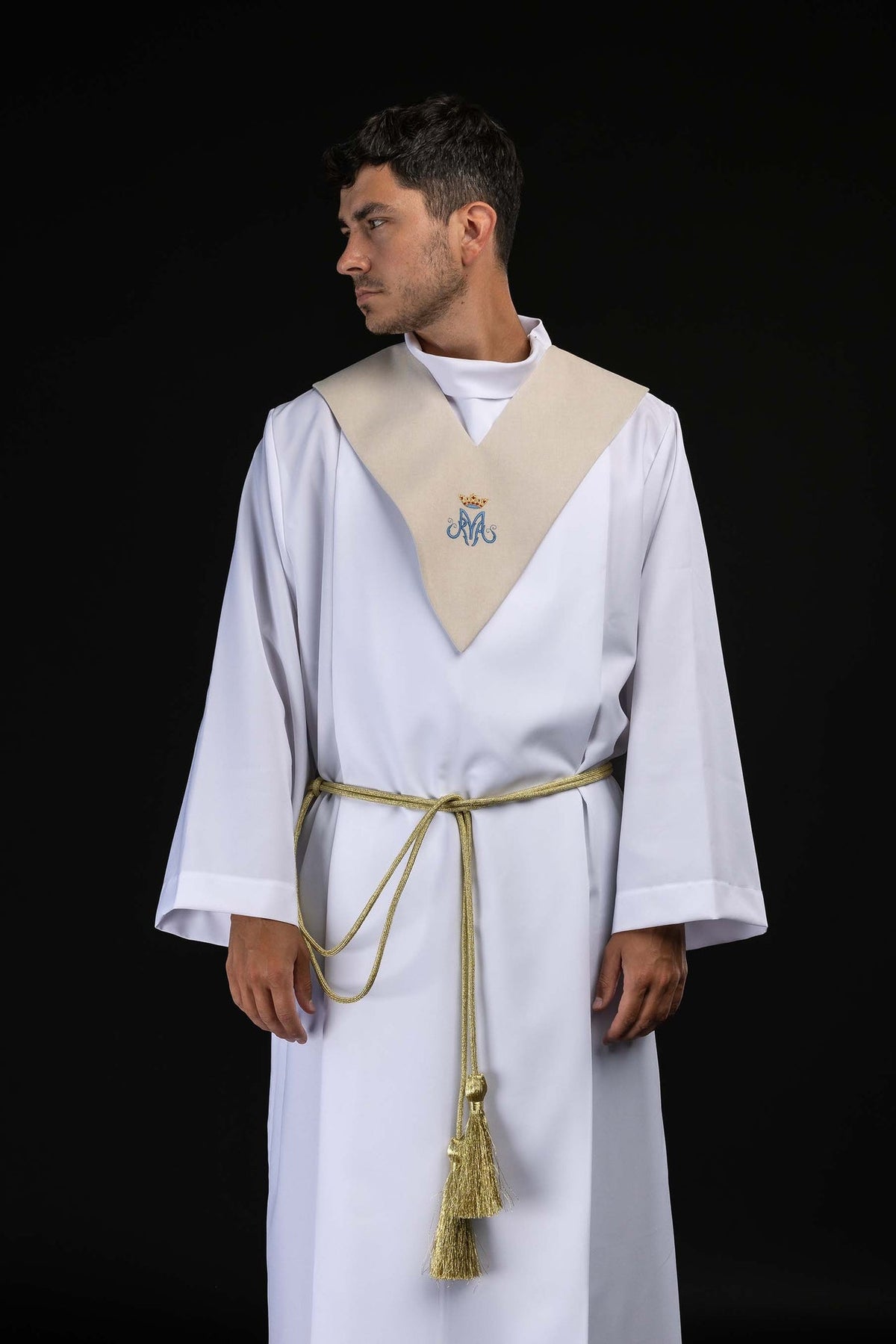 Ecru Lector's Pallium with Marian Embroidery