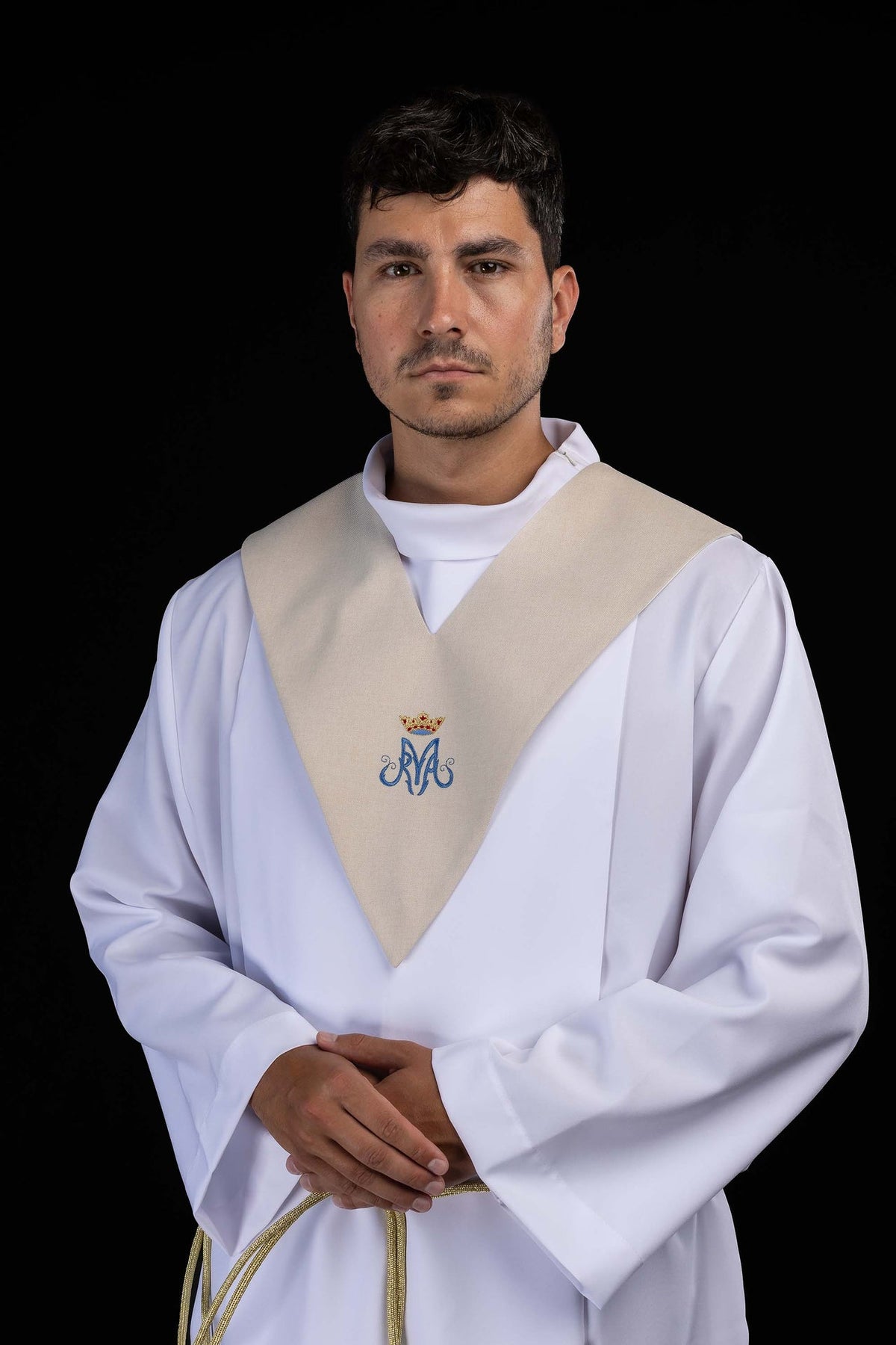Ecru Lector's Pallium with Marian Embroidery