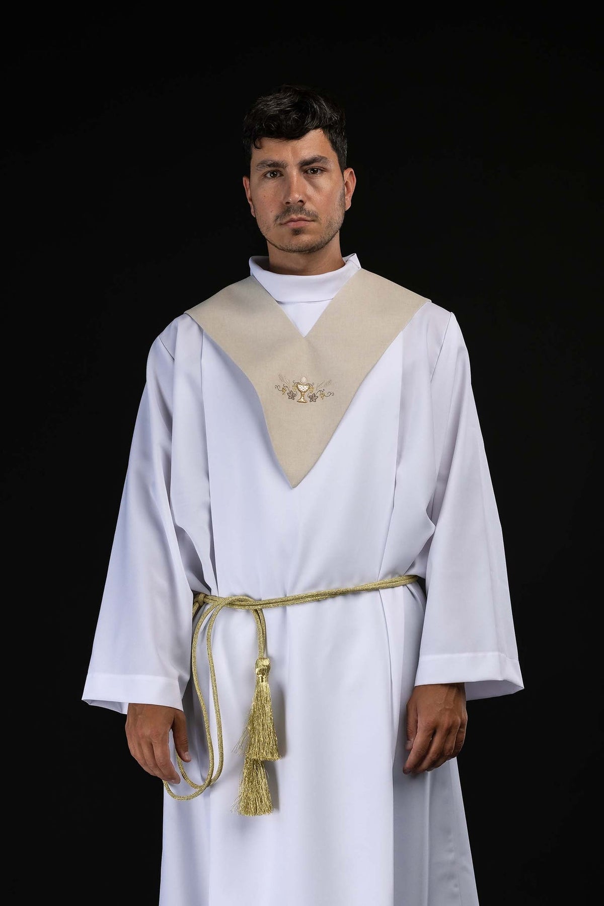 Ecru Lector Stole with Communion Chalice Embroidery