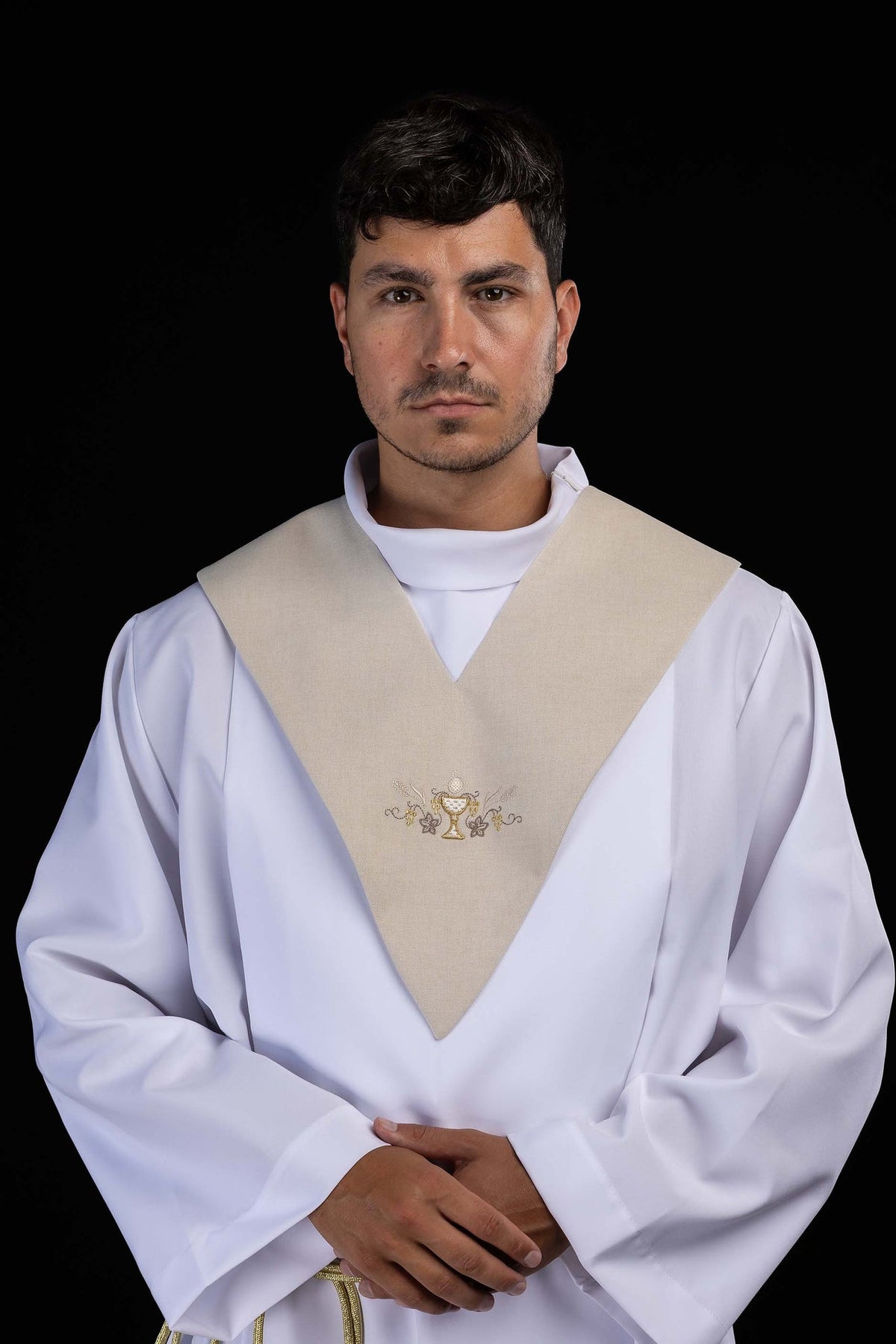 Ecru Lector Stole with Communion Chalice Embroidery