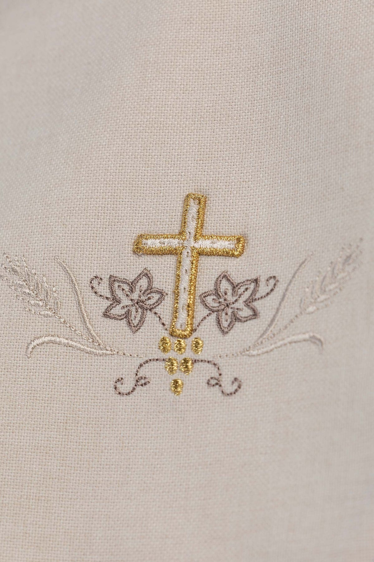 Ecru Lector's Pallium with Embroidered Gold Cross