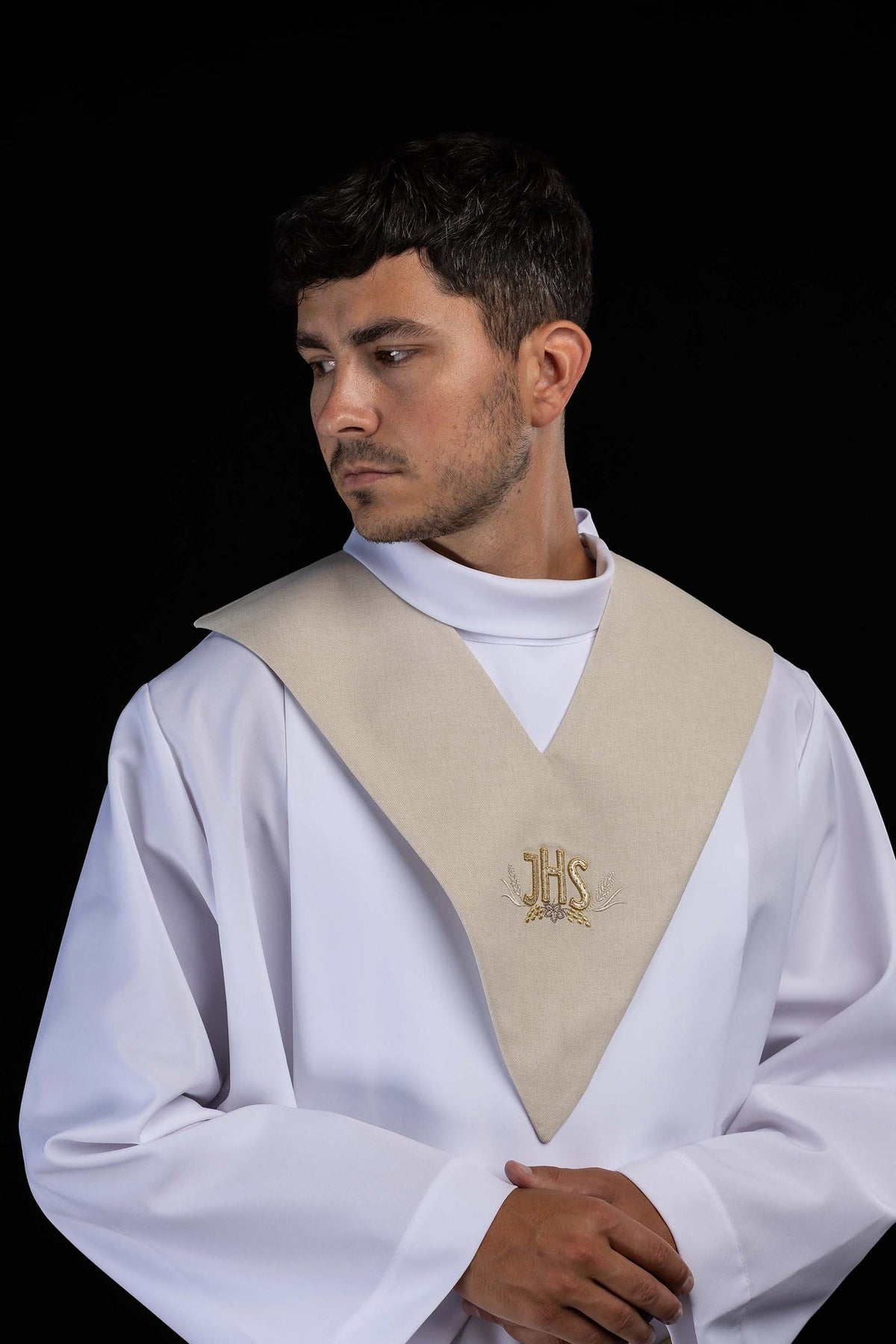 Ecru Lector's Pallium with Gold IHS Embroidery