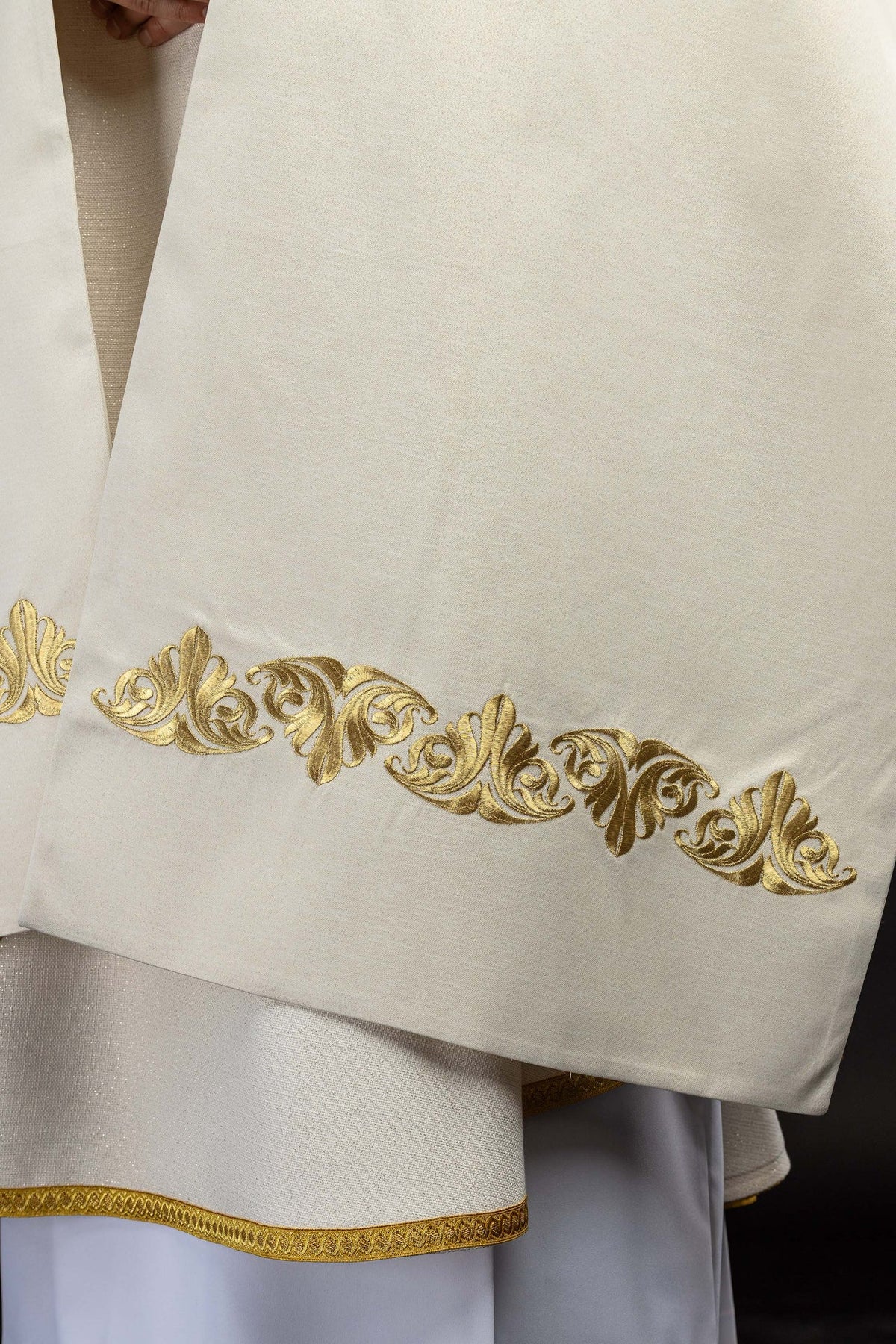 Humeral Veil with Embroidered Cross and Decorative Stone