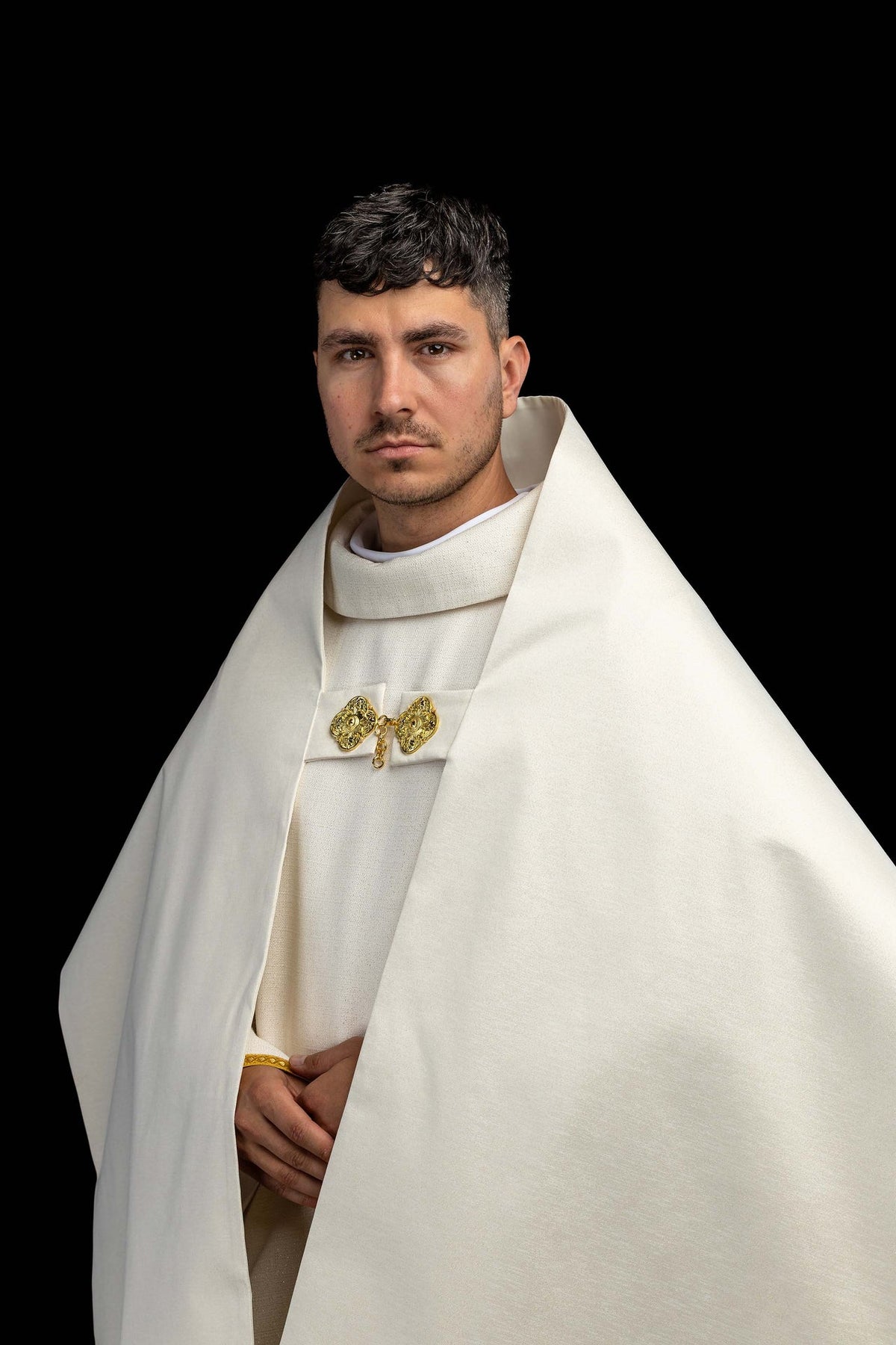 Humeral Veil with Embroidered Cross and Decorative Stone