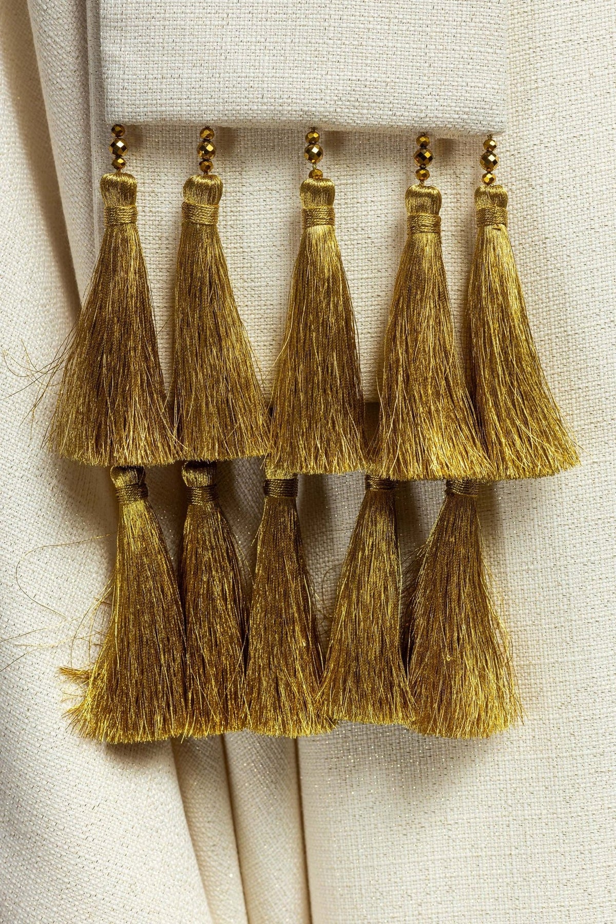 Handcrafted chasuble gold tassels with beaded tops
