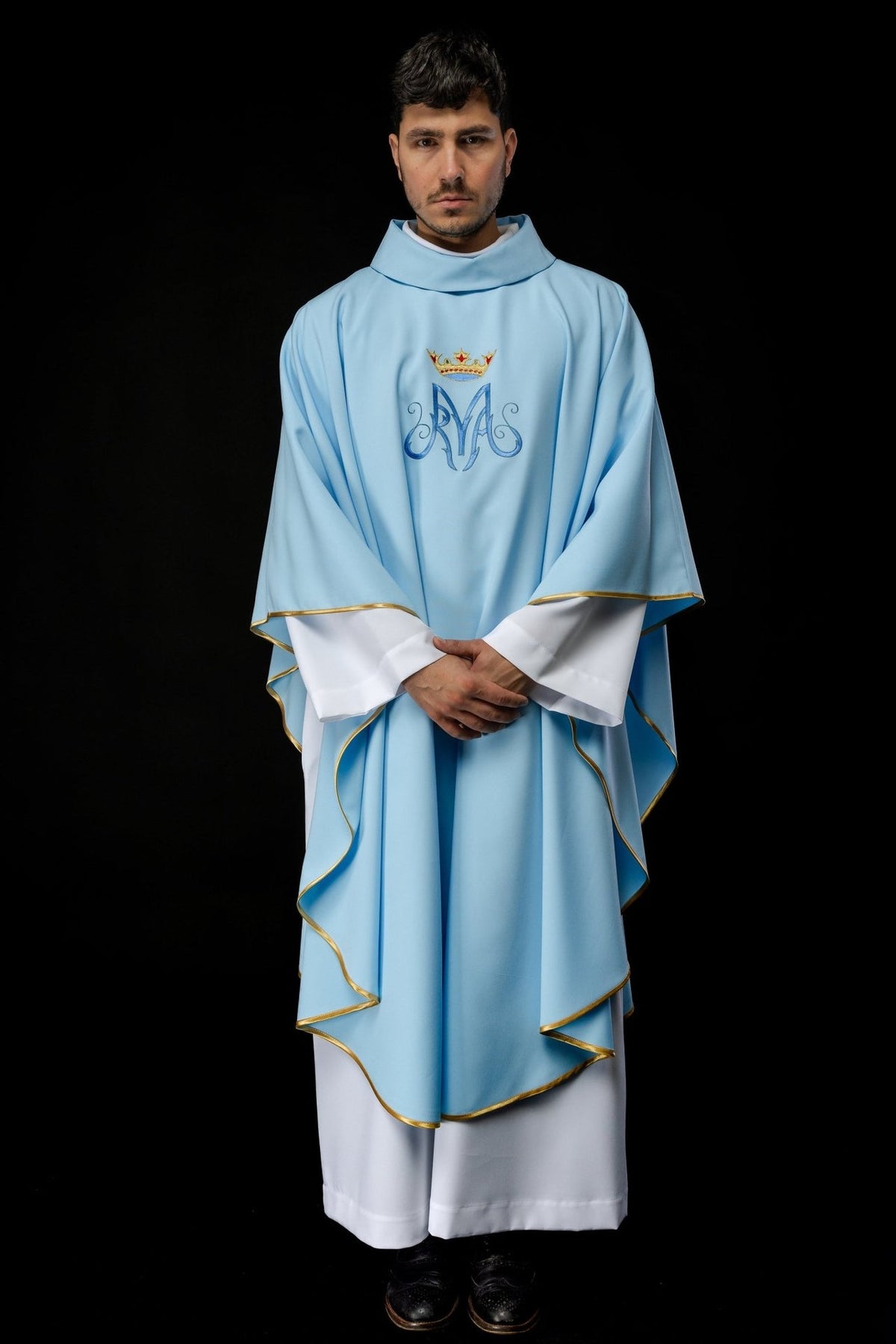 Ornat liturgiczny Maryjny w kolorze niebieskim