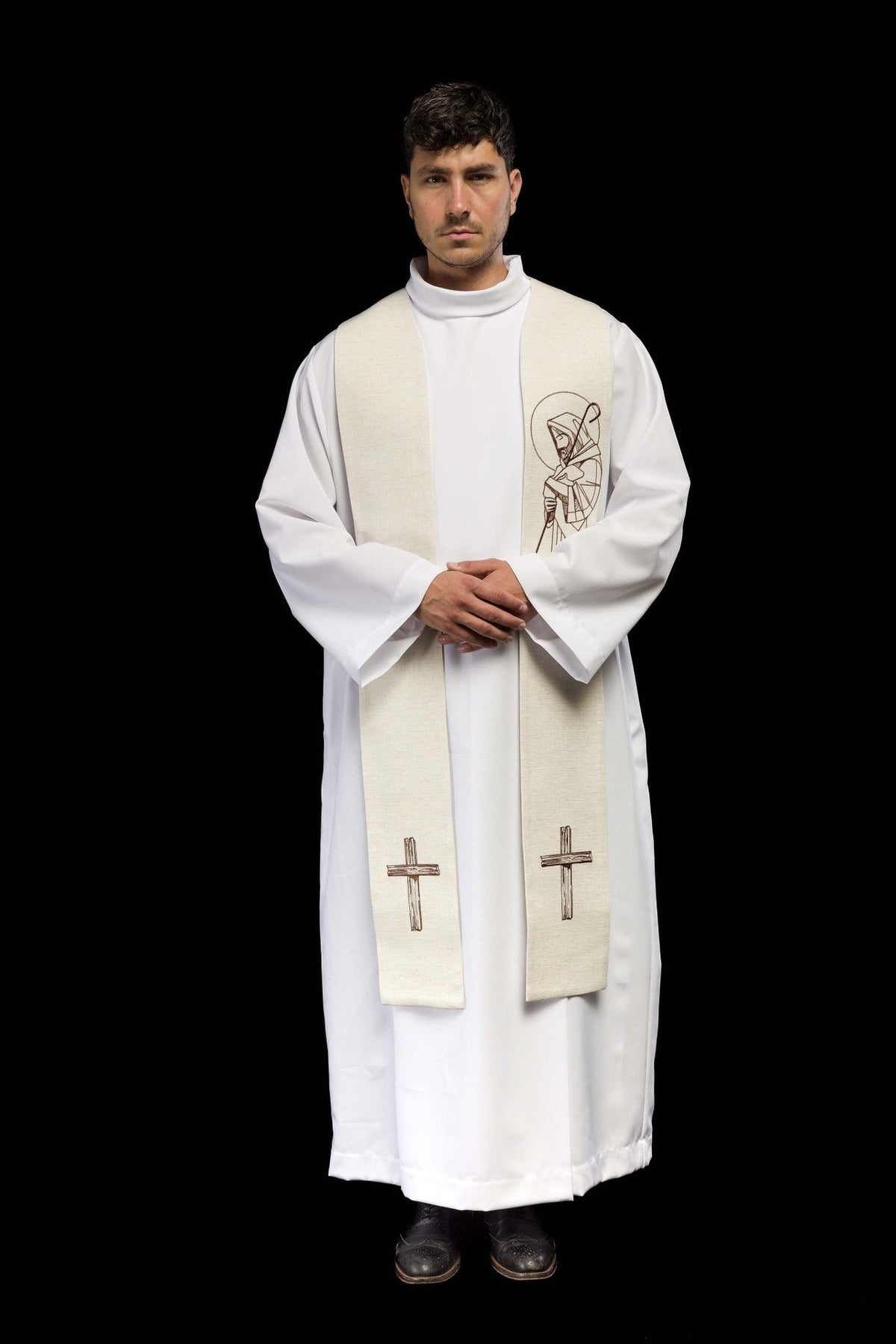 Stuła haftowana ,,Jezus dobry pasterz'' ecru