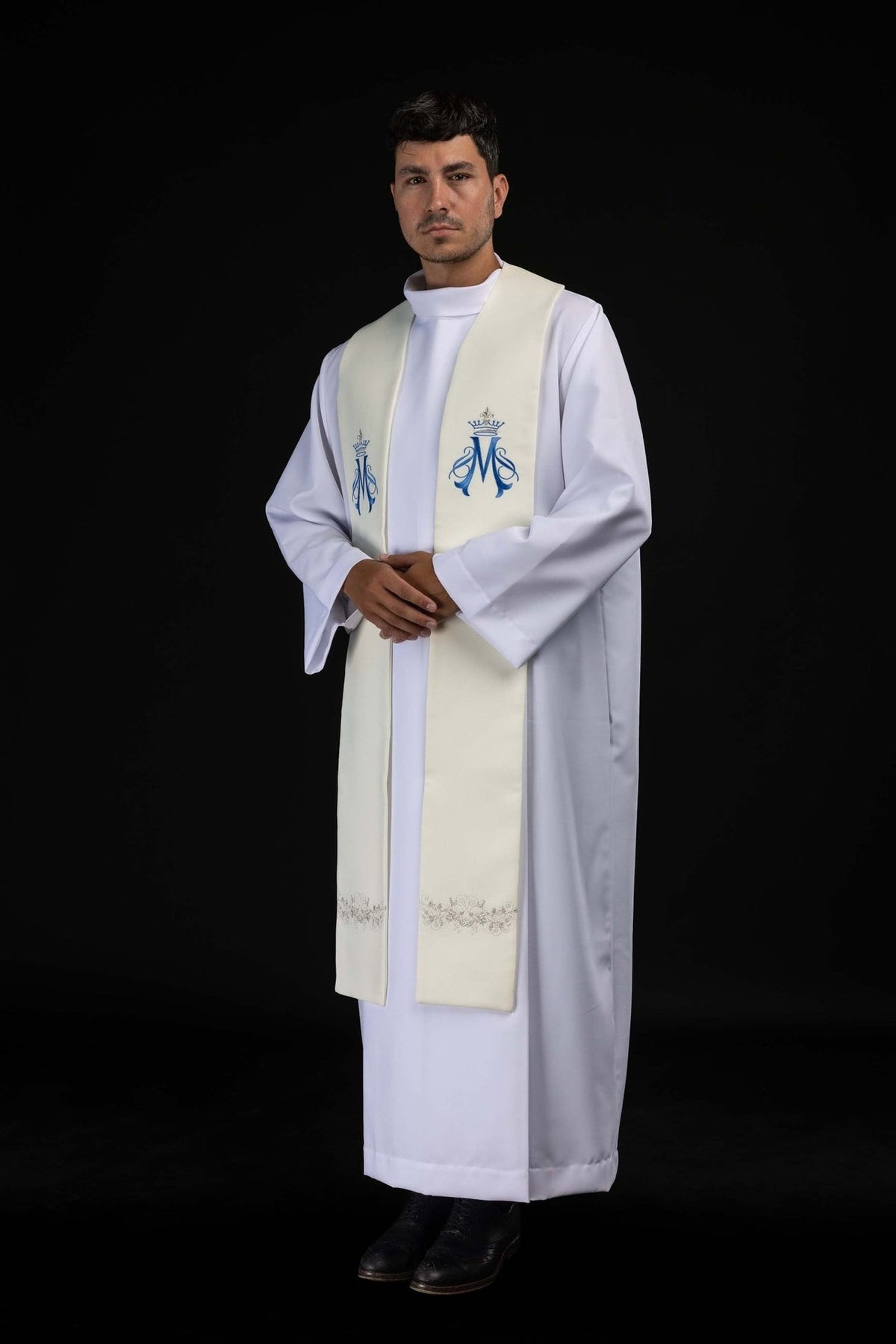 Stuła haftowana Maryjna ecru