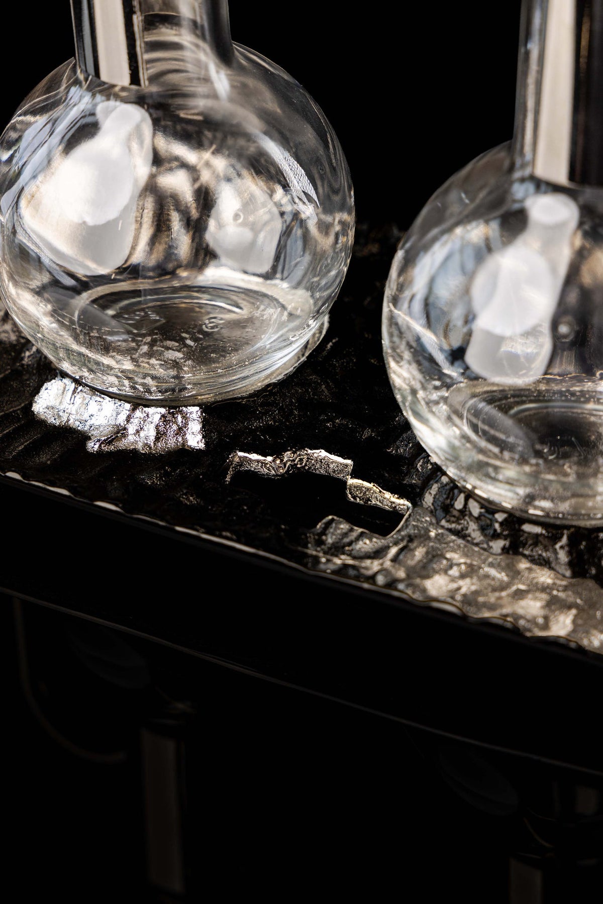Liturgical Cruets for Wine and Water with Nickel-Plated Tray