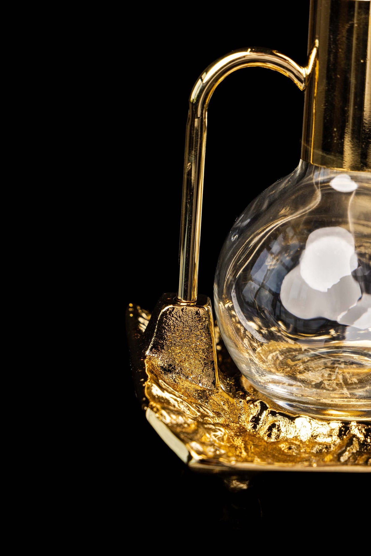 Liturgical Cruet Set for Wine and Water with Gold-Plated Tray