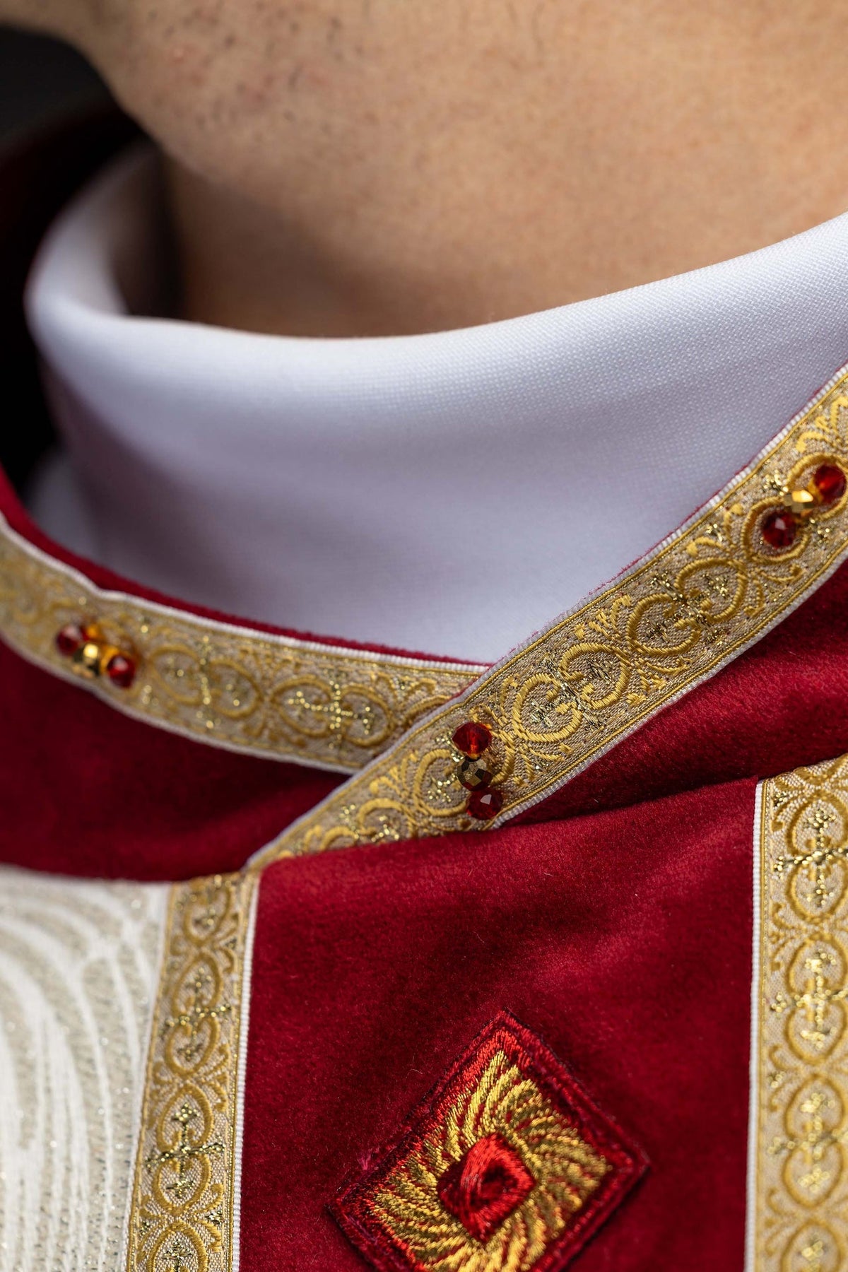 Handcrafted Chasuble with Natural Stones, Handmade 7012