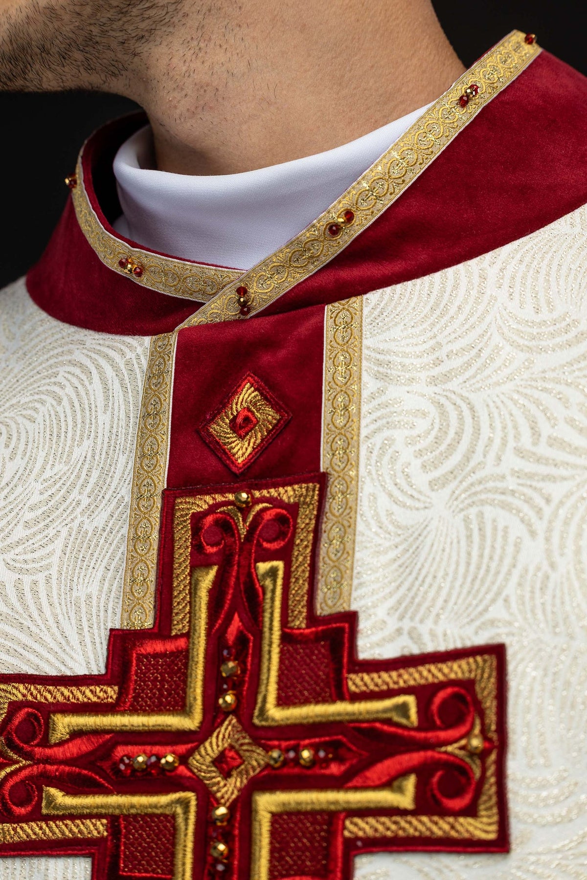 Handcrafted Chasuble with Natural Stones, Handmade 7012