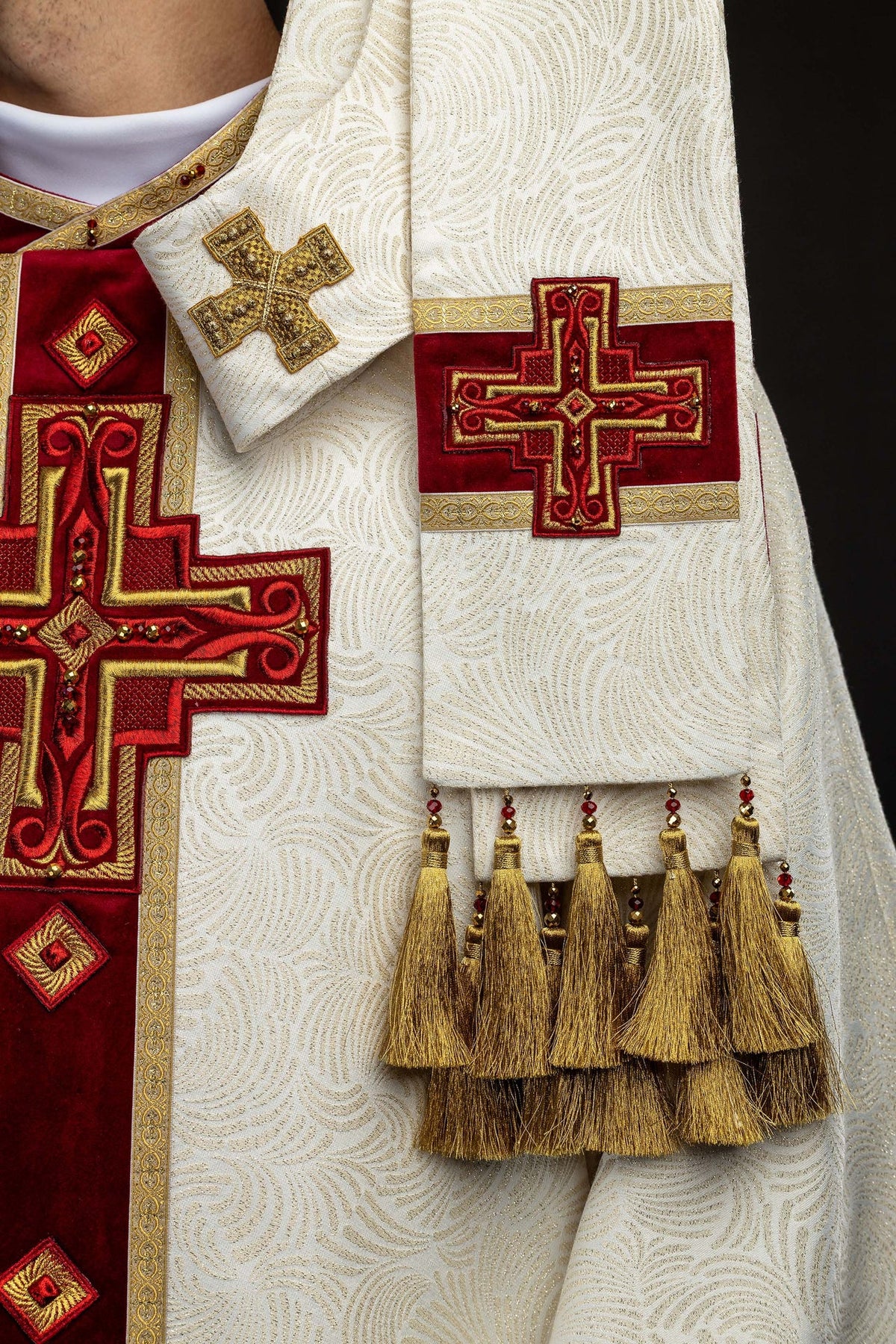 Handcrafted Chasuble with Natural Stones, Handmade 7012