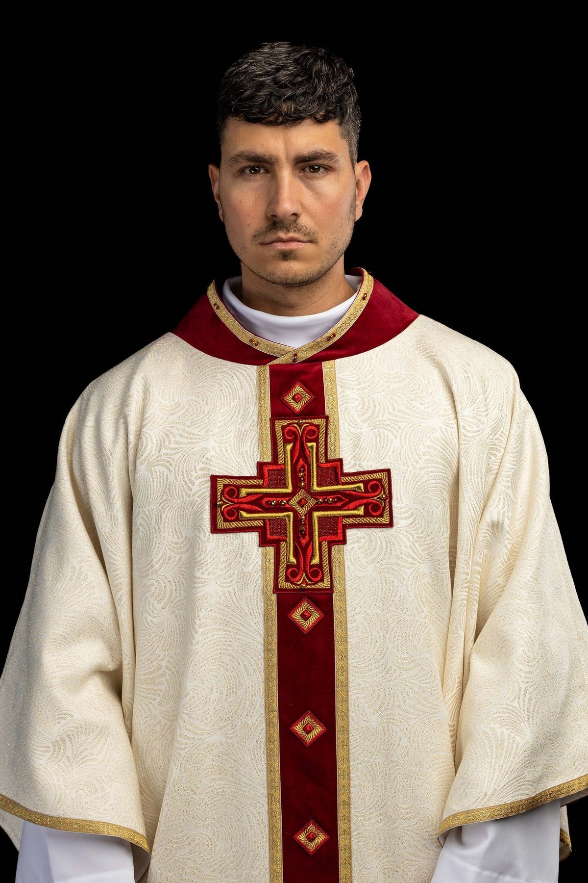 Handcrafted Chasuble with Natural Stones, Handmade 7012