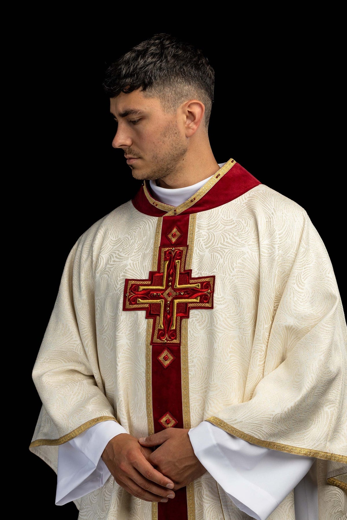 Handcrafted Chasuble with Natural Stones, Handmade 7012