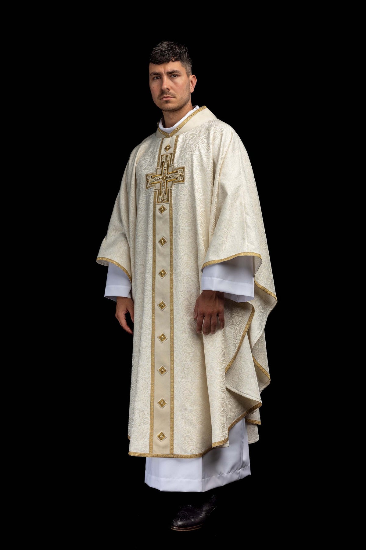 Catholic Chasuble with Natural Stones, Handmade 7012