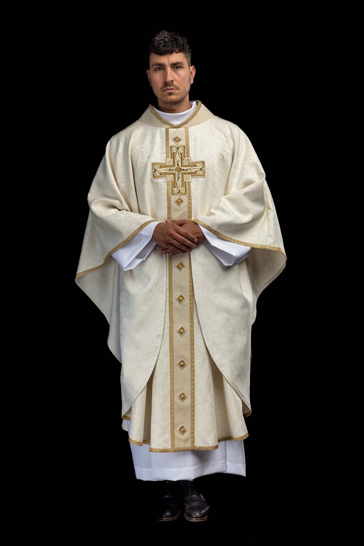 Catholic Chasuble with Natural Stones, Handmade 7012