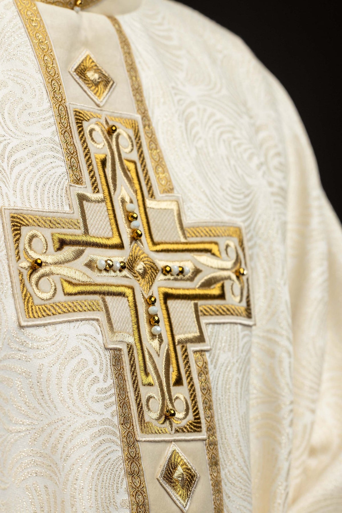 Catholic Chasuble with Natural Stones, Handmade 7012
