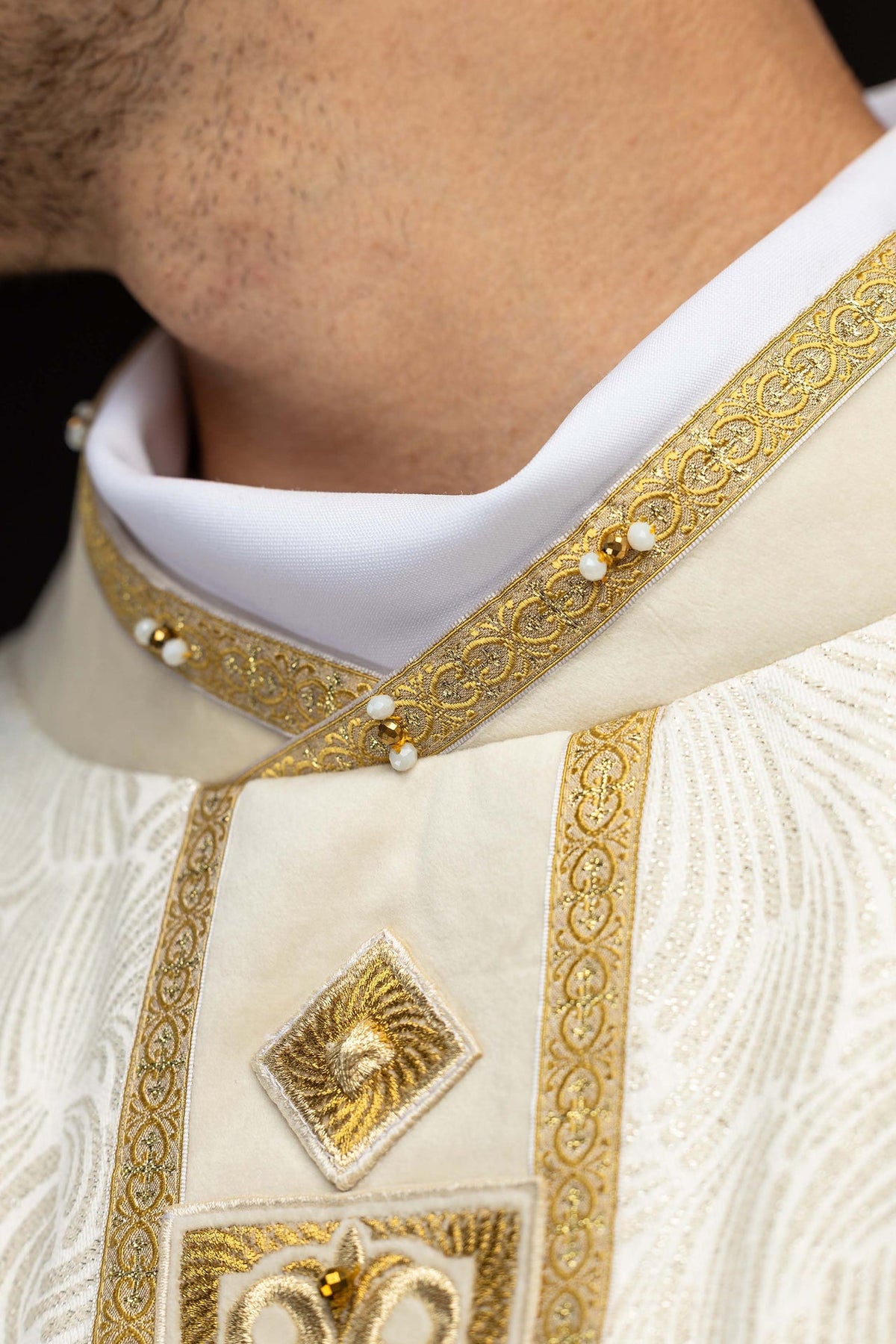 Catholic Chasuble with Natural Stones, Handmade 7012