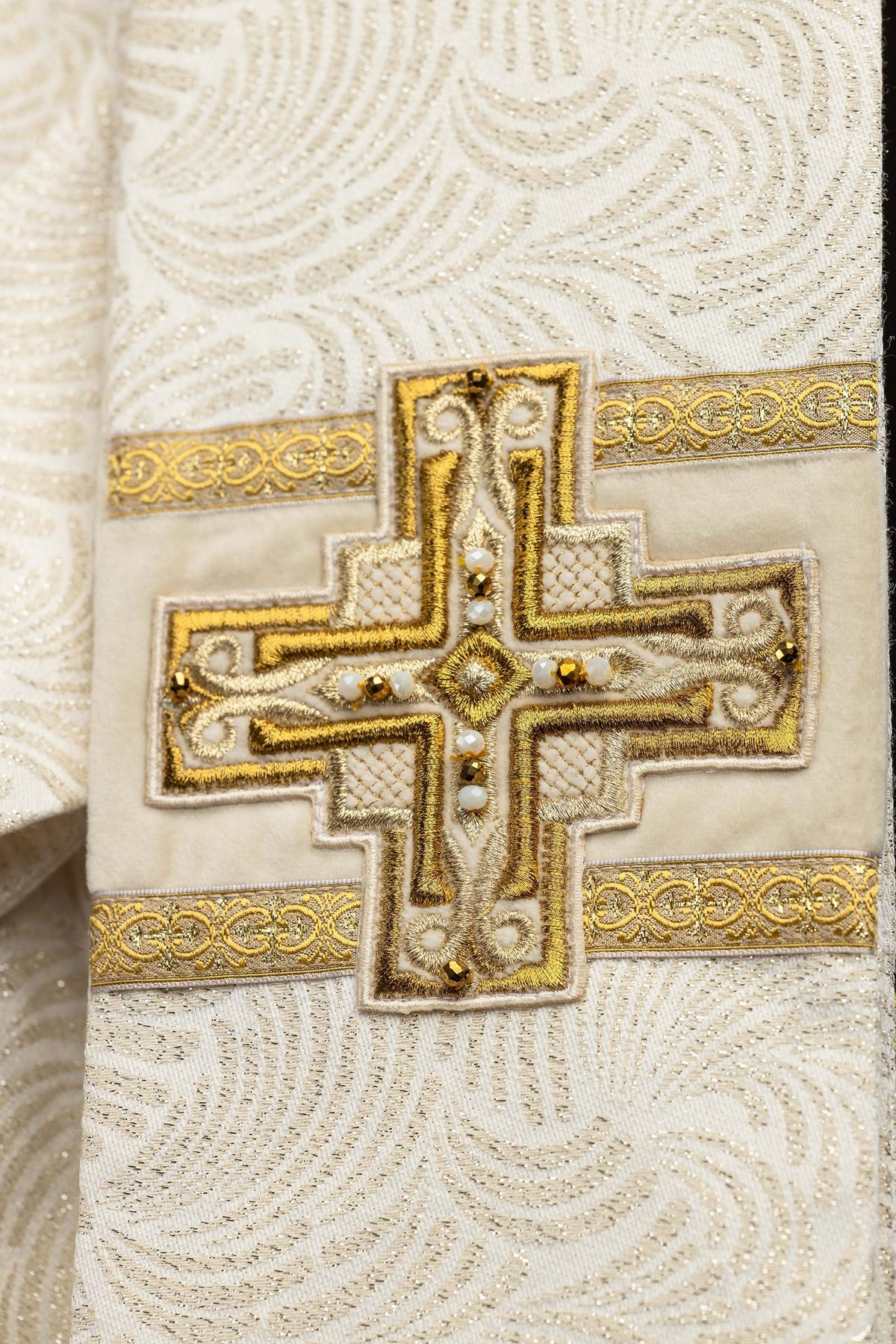Catholic Chasuble with Natural Stones, Handmade 7012