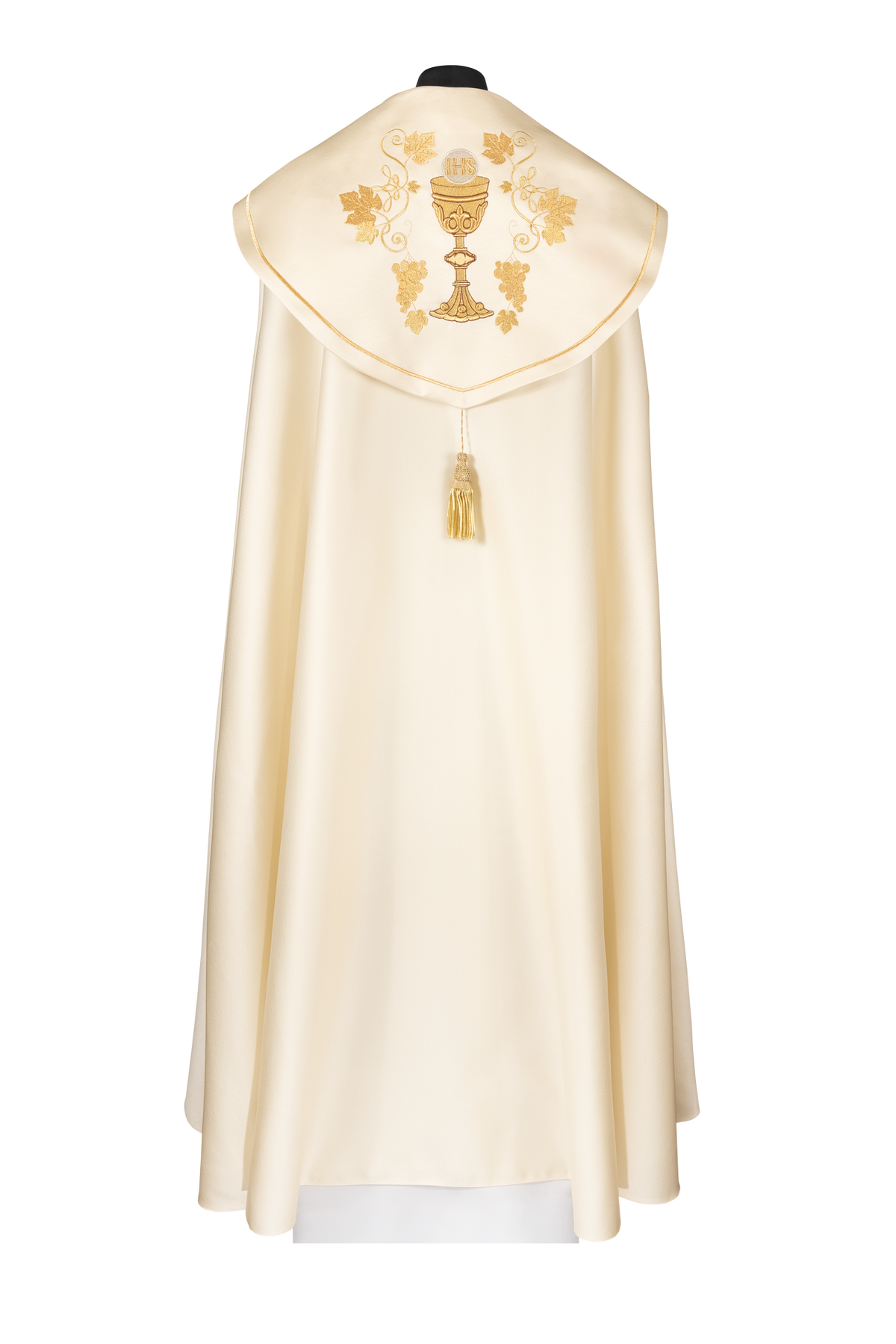 Kapa liturgiczna haftowany kielich i IHS ecru - ORNATY.PL