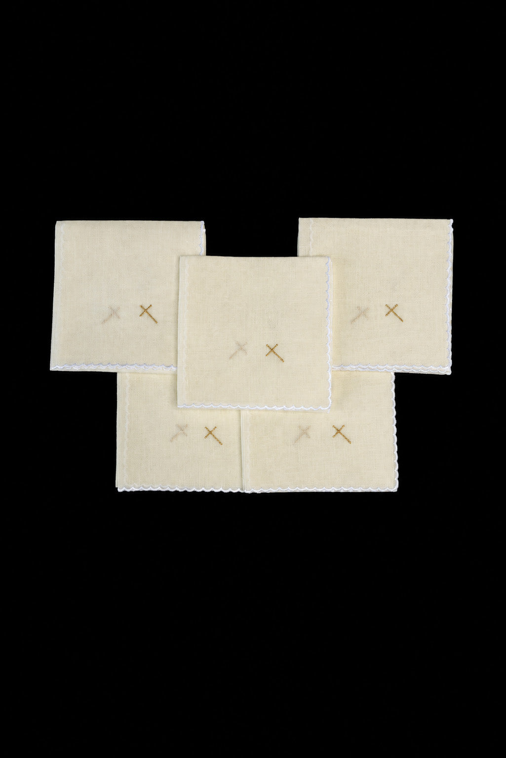 Set of 5 Linen Corporals with Gold Cross Embroidery