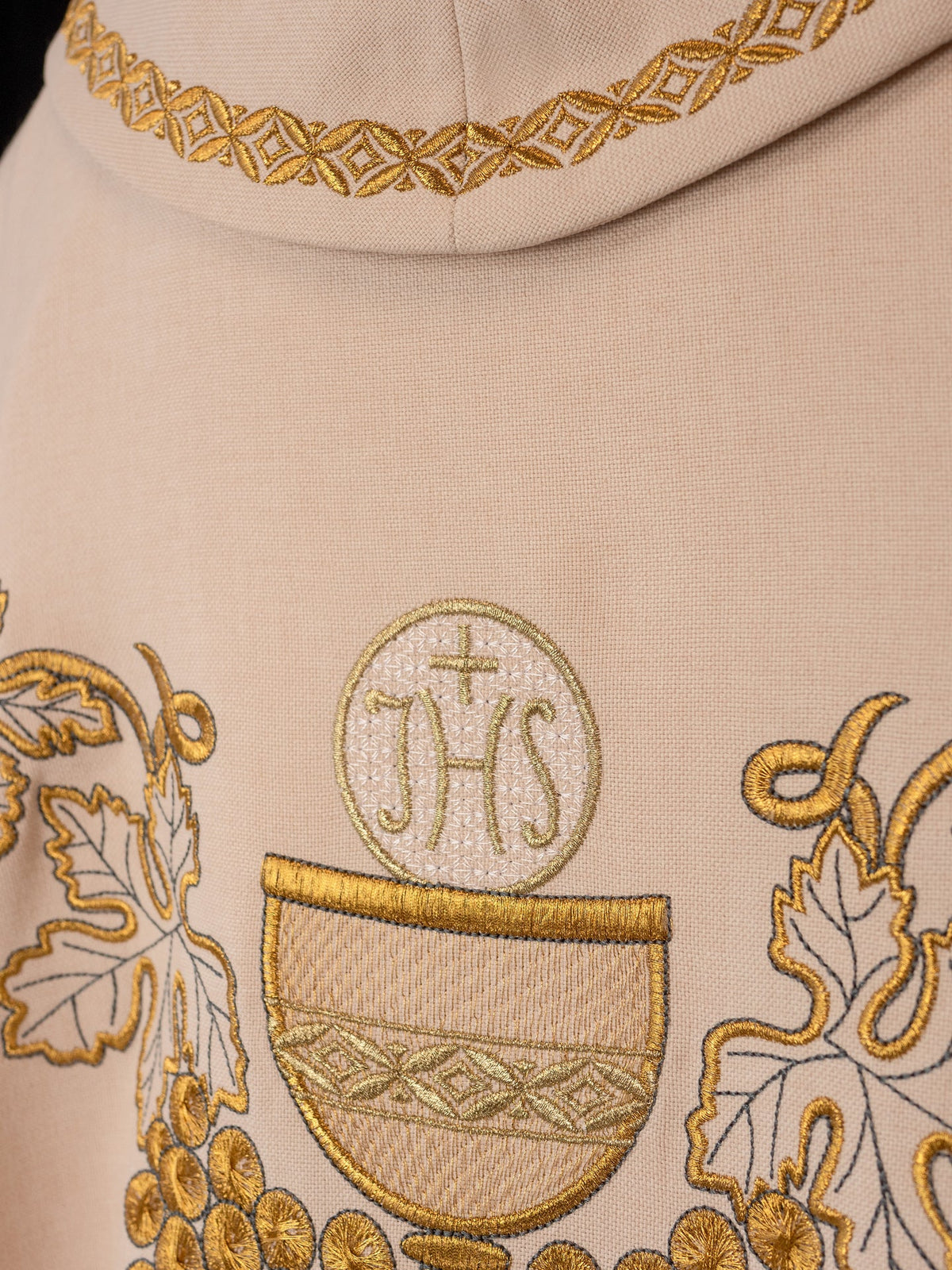 Embroidered Ecru Chasuble with Chalice and Grapes