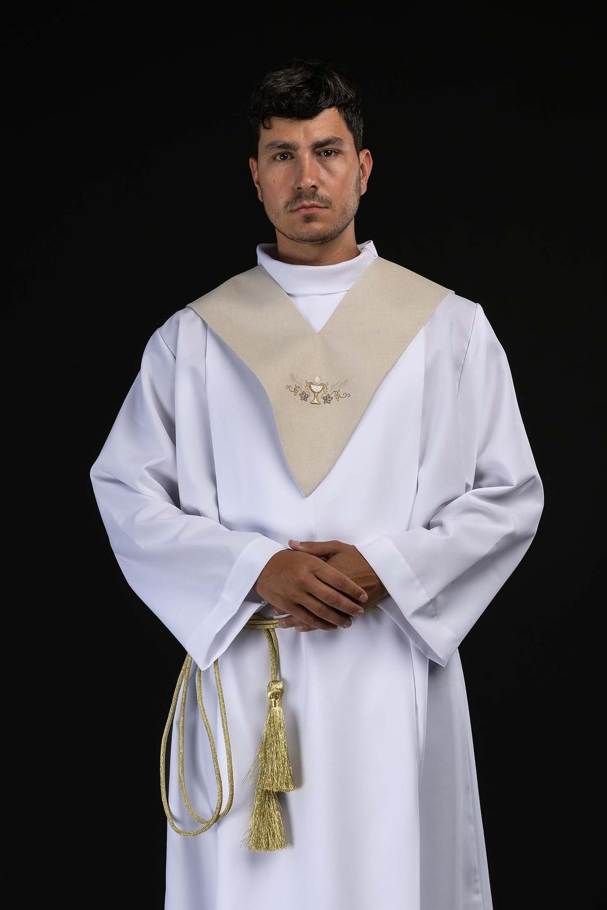 Ecru Lector Stole with Communion Chalice Embroidery