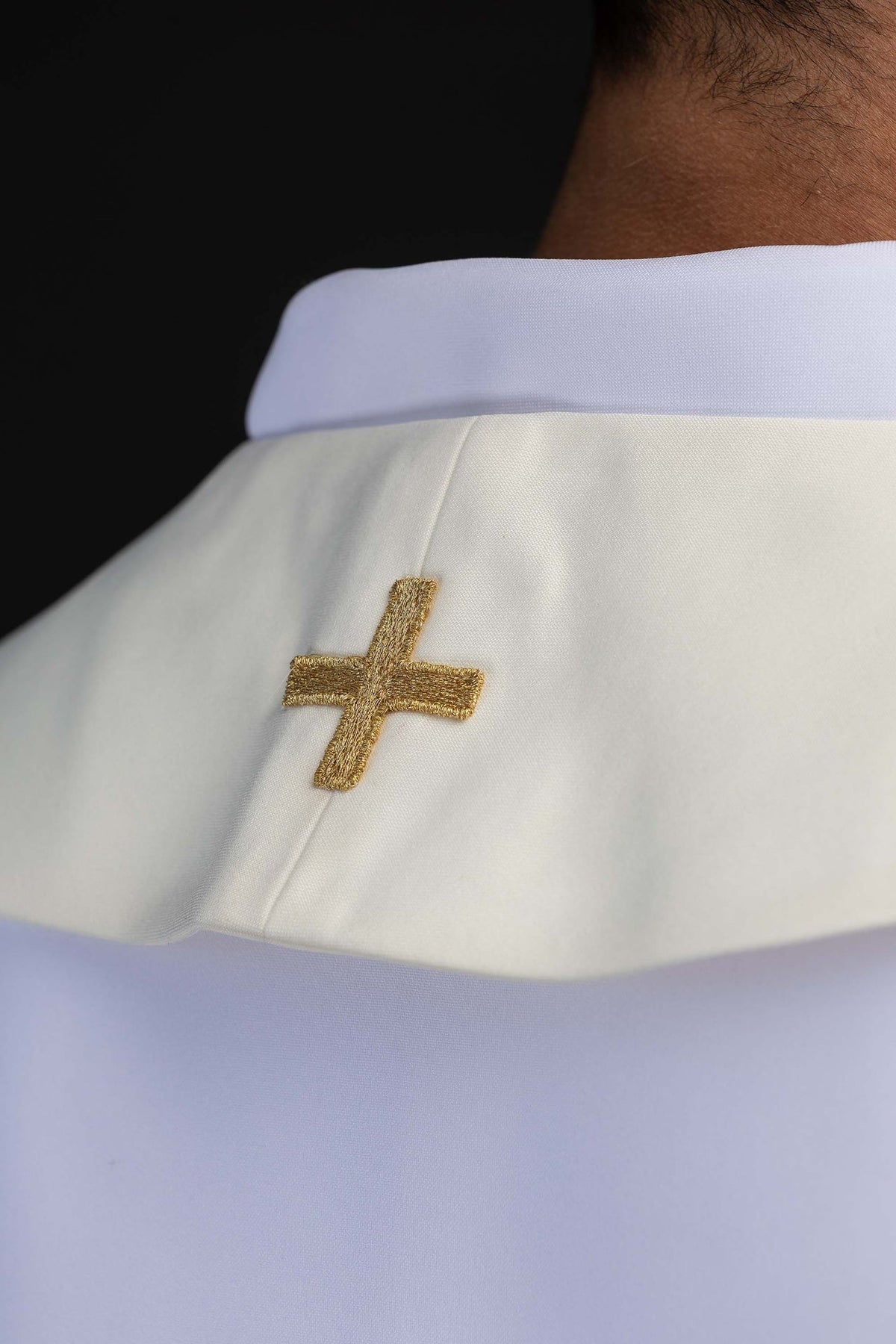 Ecru Embroidered Catholic Stole with an Image of John Paul II