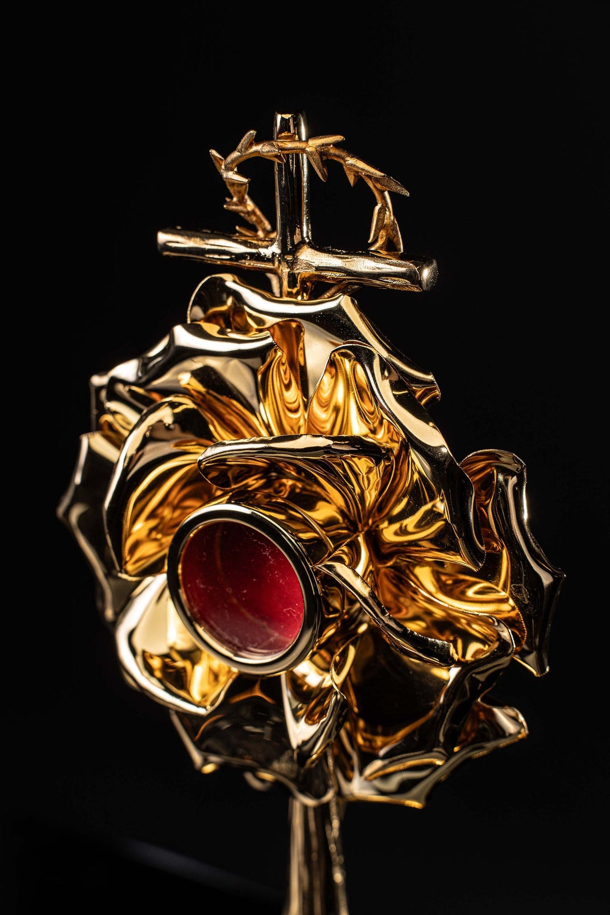 Handcrafted Gilded Brass Reliquary, 11.5 in (29 cm)