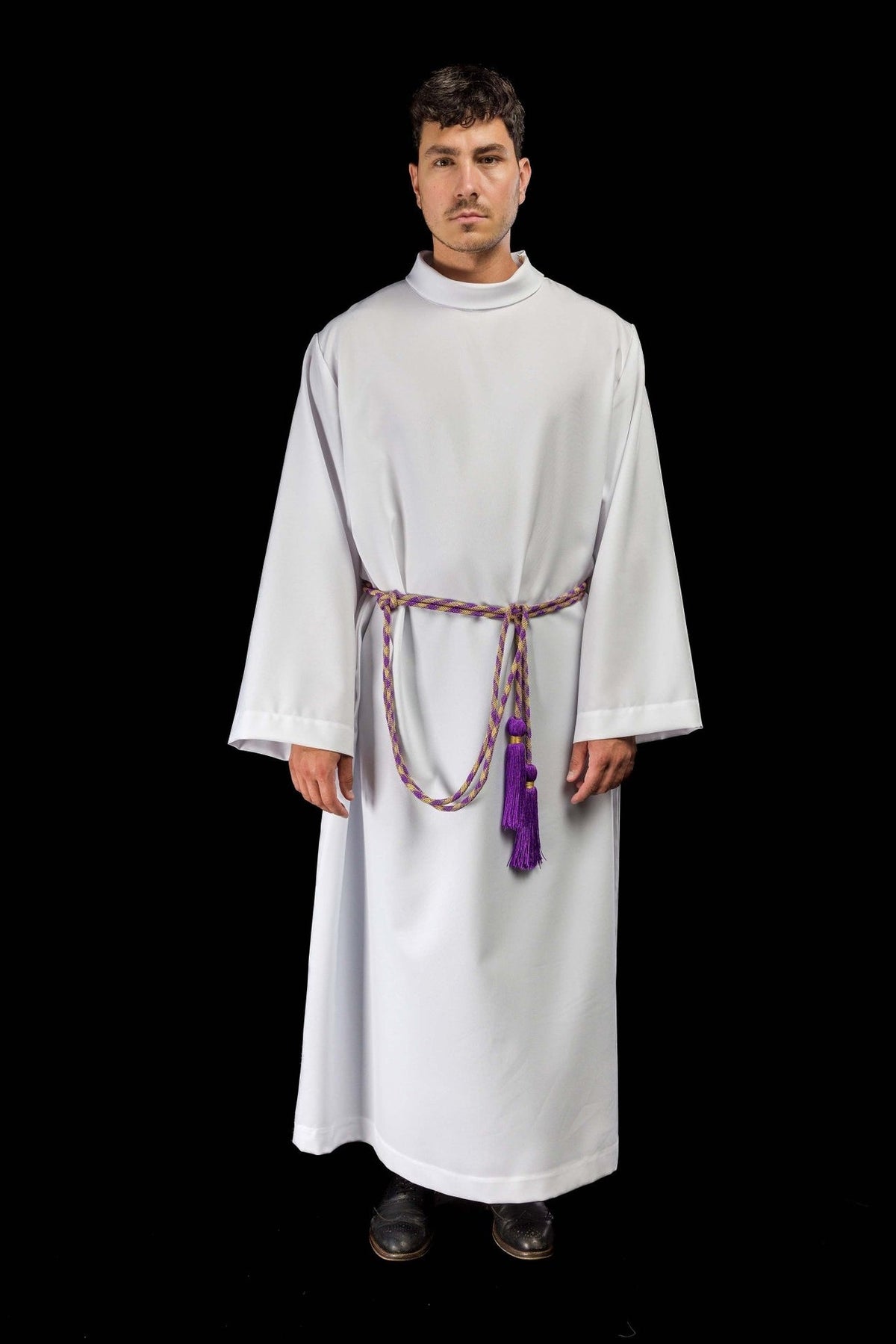 Cingulum liturgiczne fioletowo - złote premium