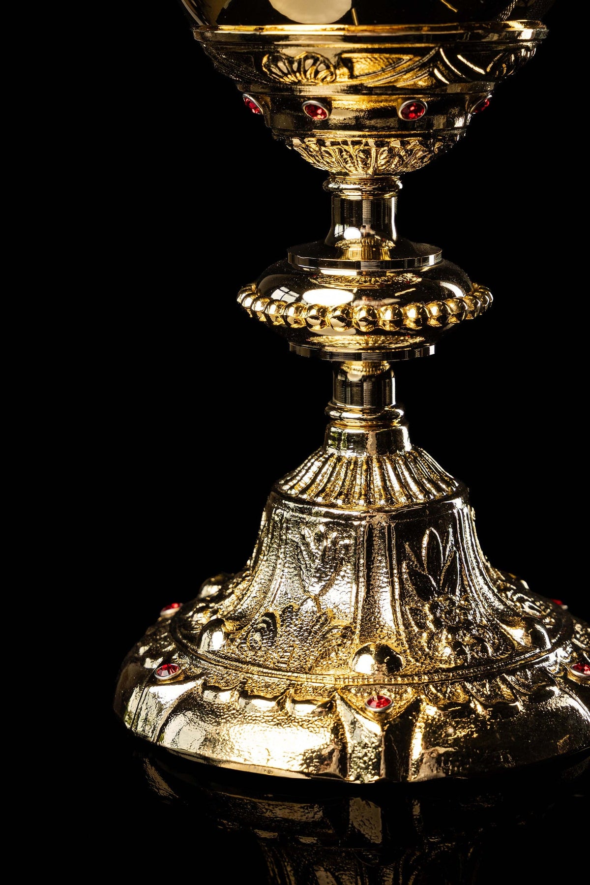 Gold-plated chalice stem and ornate fluted base