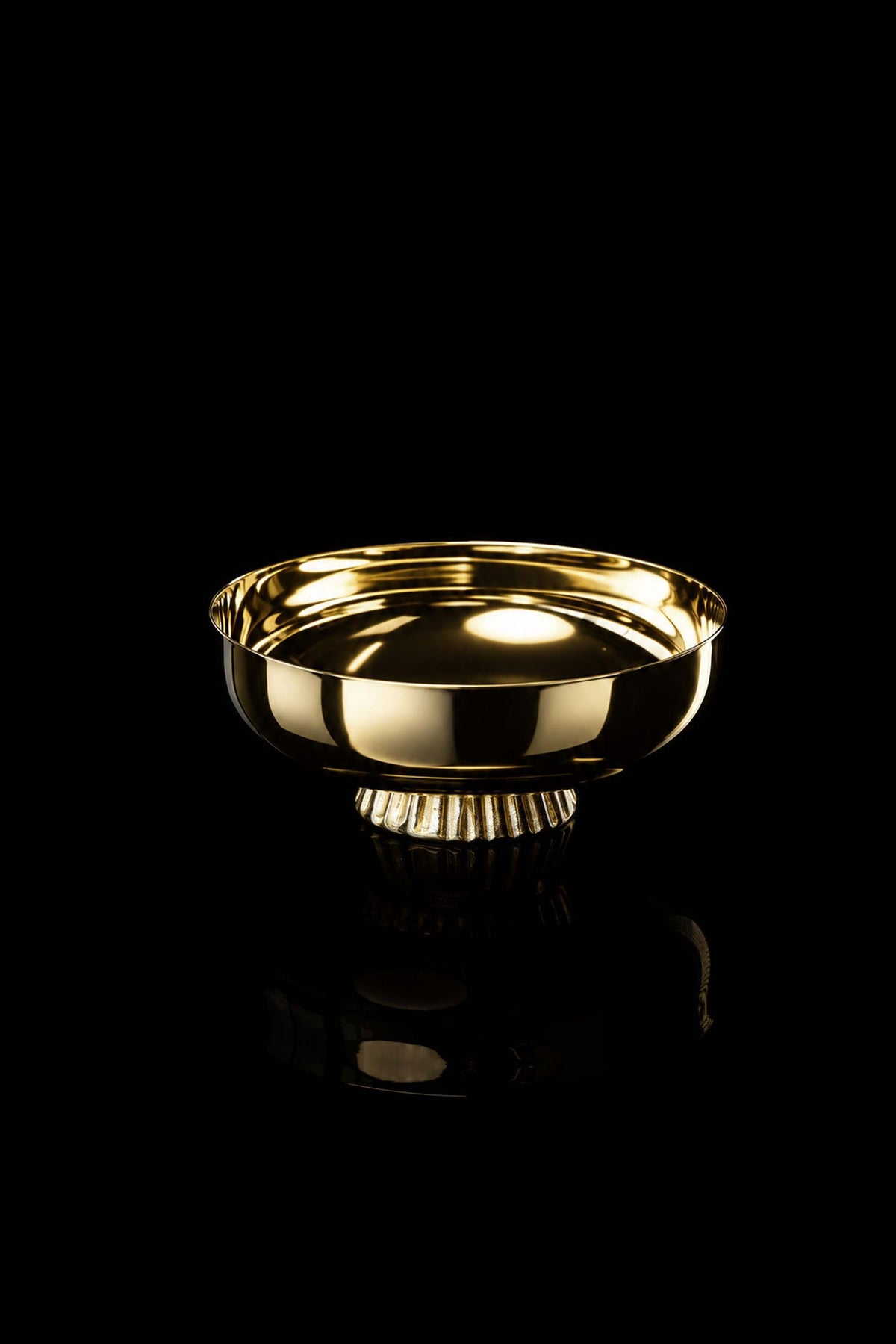 Gold-Plated Brass Paten, 4.75 in (12 cm), front view with raised rim and fluted foot