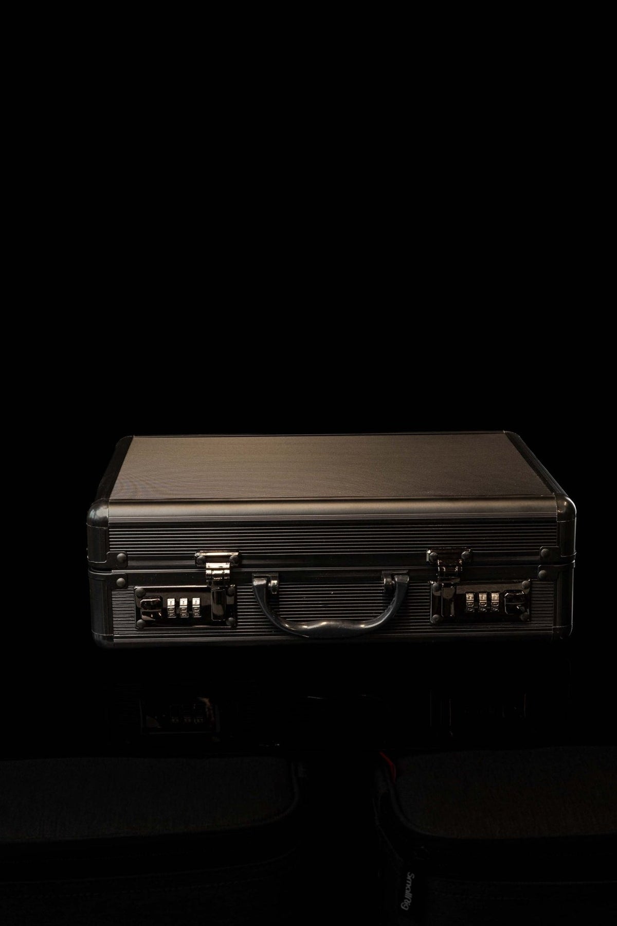Mission Case with Complete Liturgical Equipment closed, black case front with handle and locks