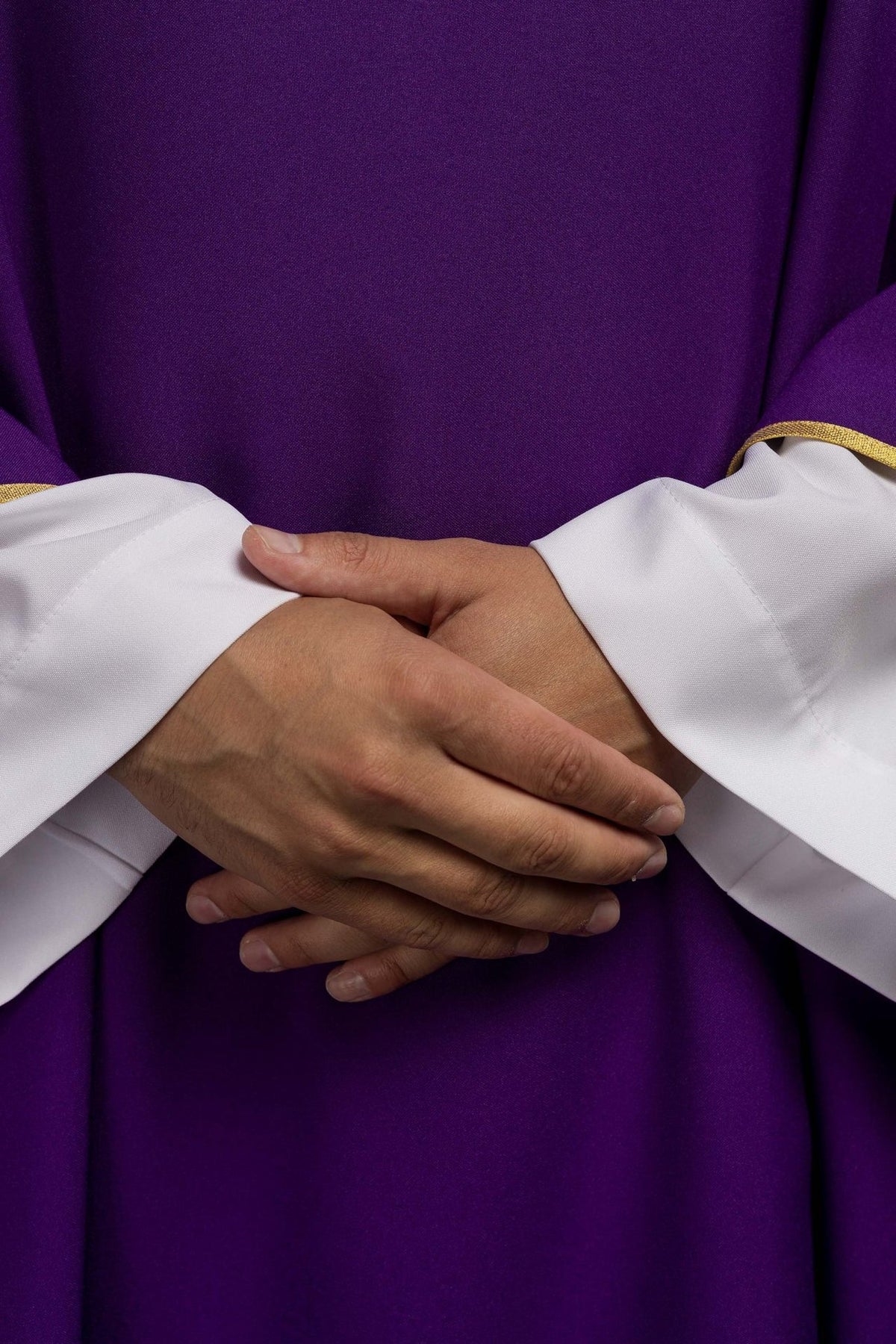 Purple dalmatic close-up of plain purple polyester fabric