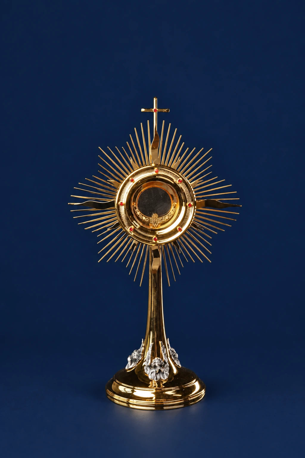 Handcrafted Gold-Plated Radiant Liturgical Monstrance, 21 in (53 cm), full front view