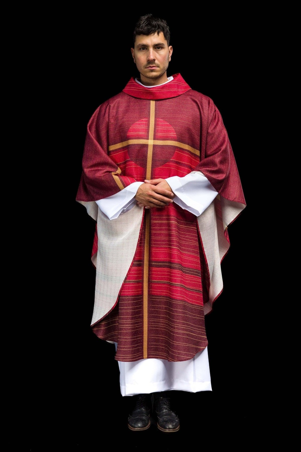 Red chasuble full back view