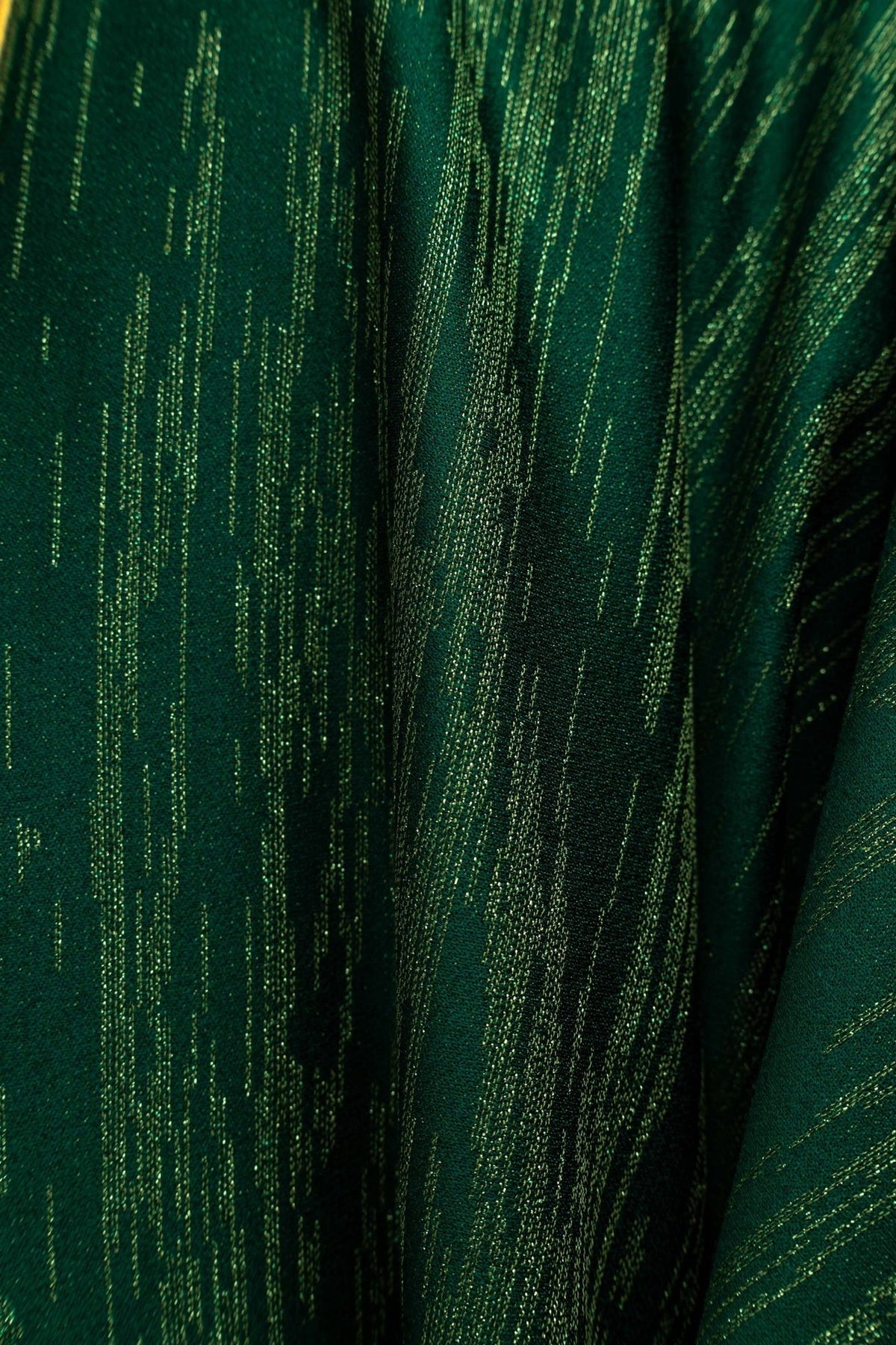 Green chasuble close-up of stand-up collar, orphrey and green fabric