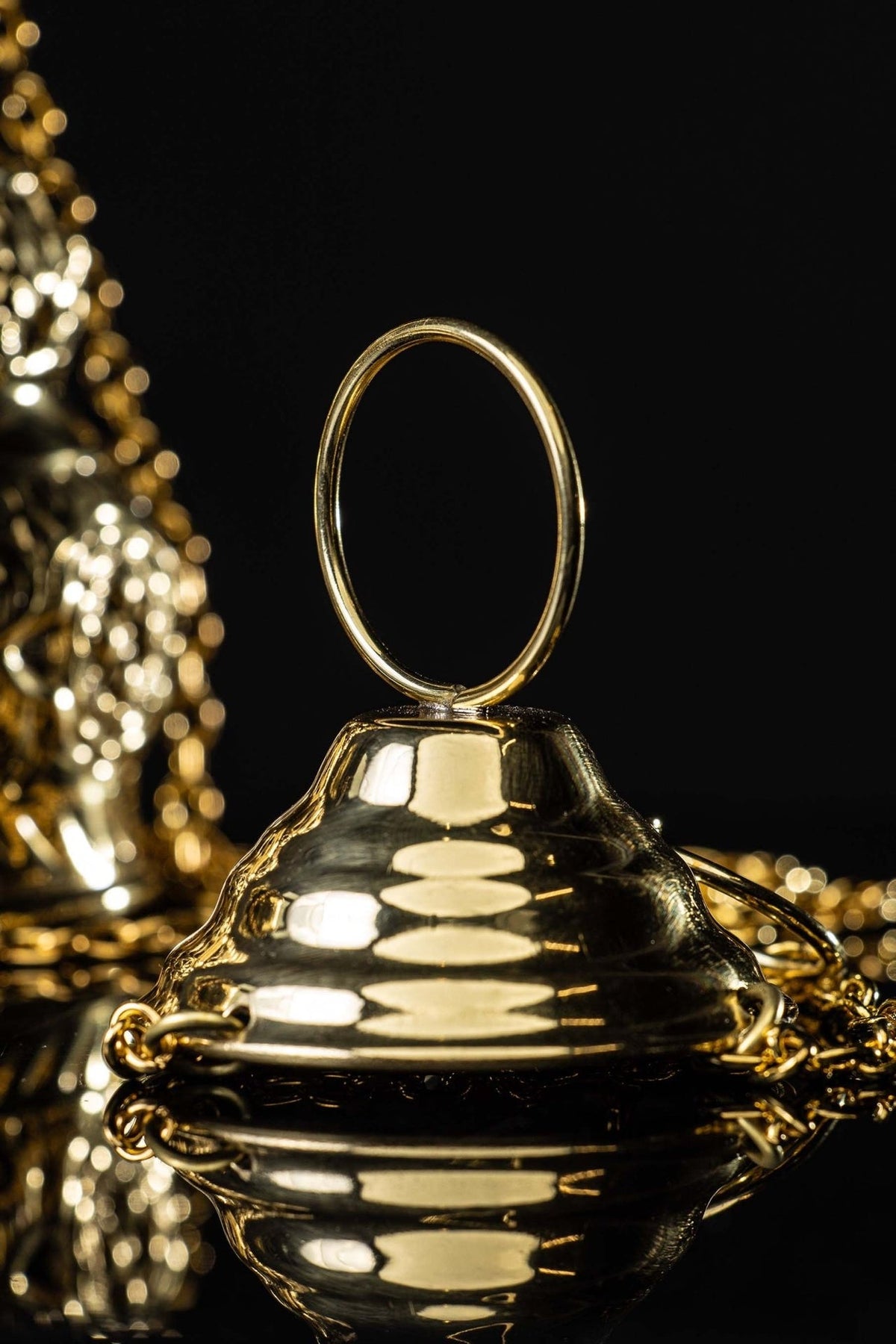 Brass thurible open bowl with visible inner metal insert