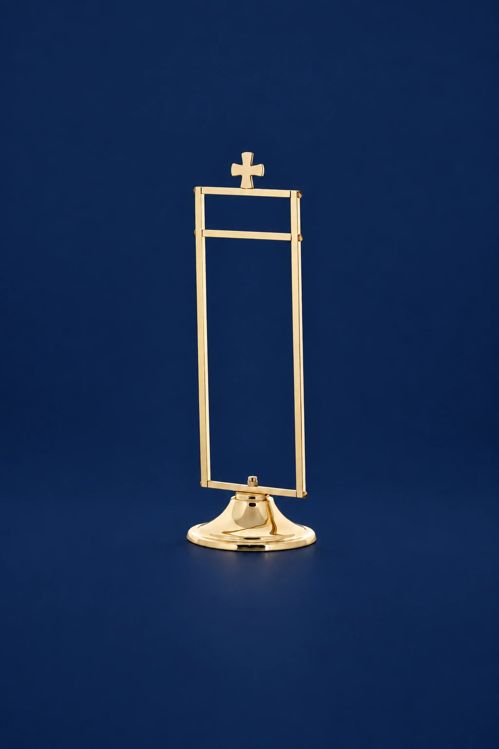 Brass Purificator Holder with Gold Finish, 9.75 in (25 cm), front view with cross