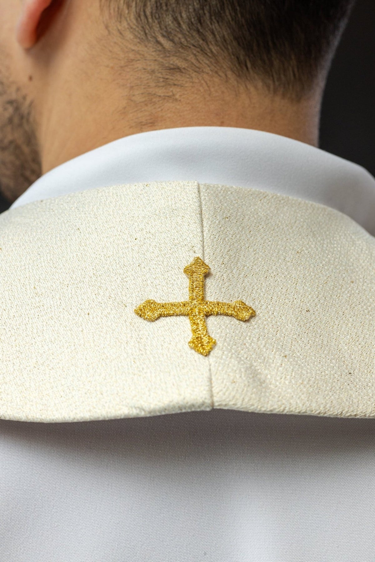 John Paul II stole close-up showing gold embroidered cross at the neck