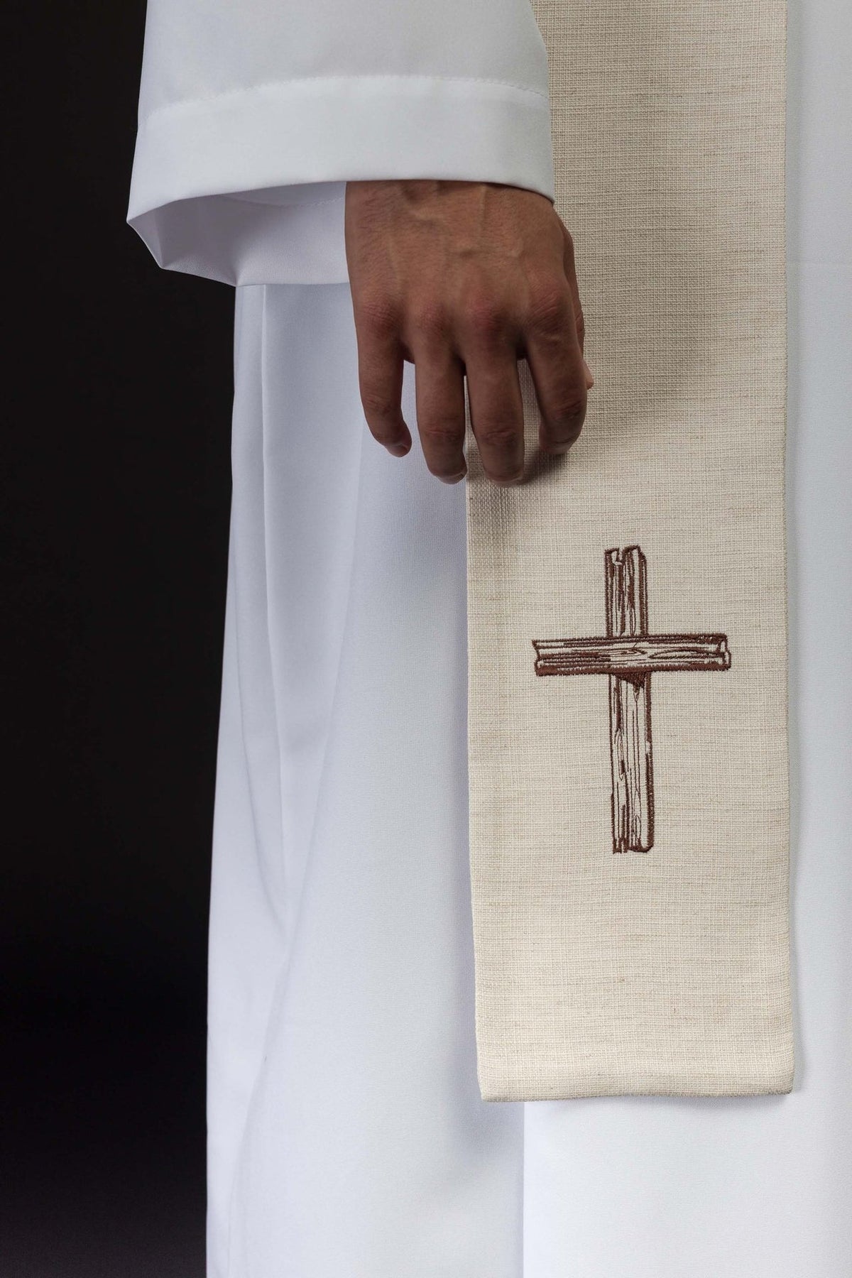 Stuła haftowana ,,Jezus dobry pasterz'' ecru